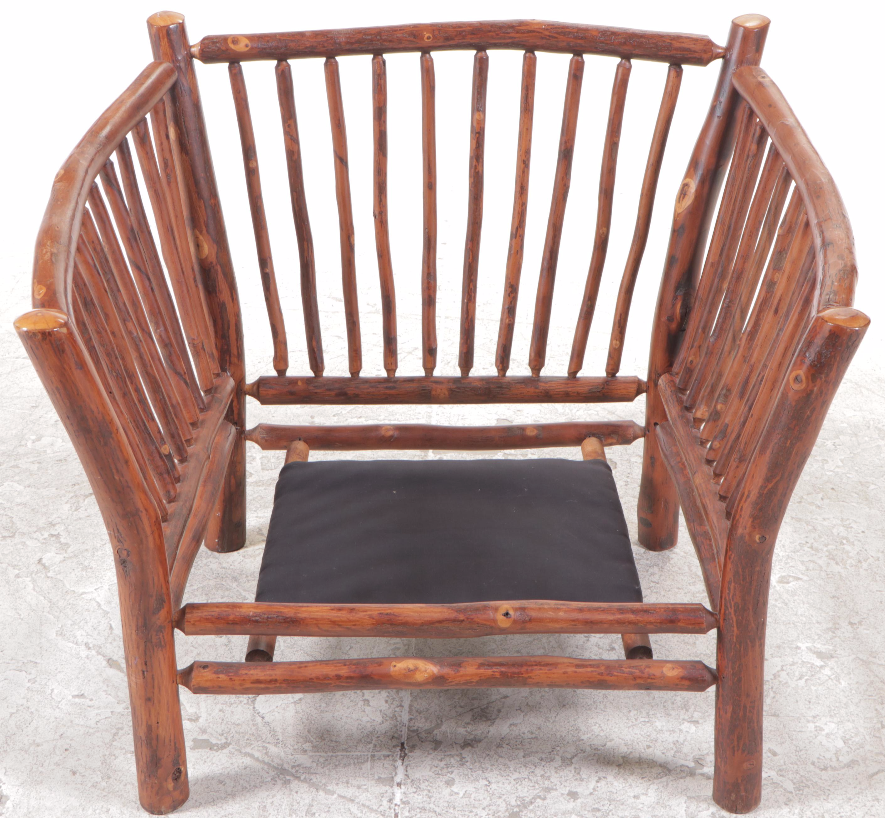 Rustic Twig Lounge Chair with Leather Seat Cushion