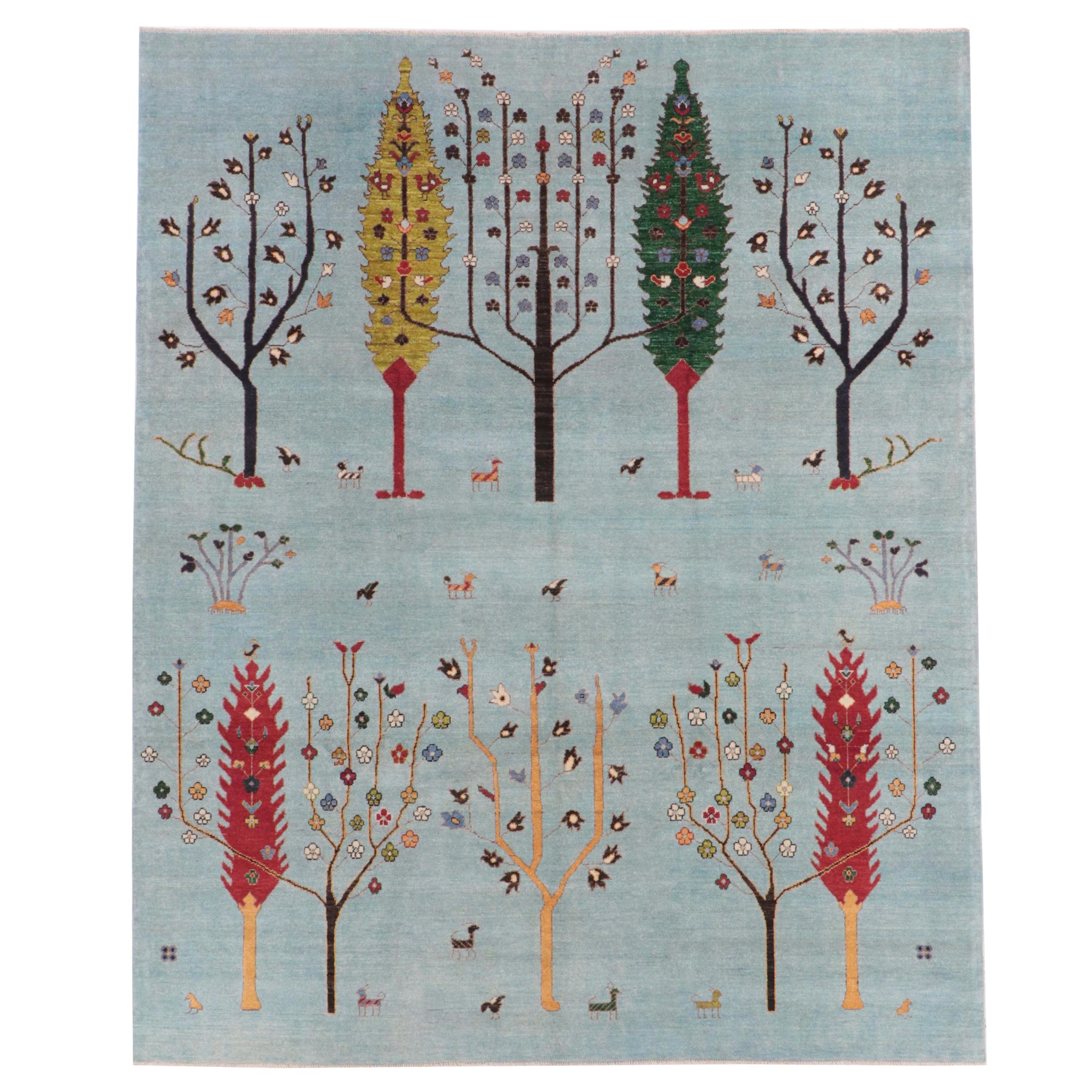 7'11 x 9'9 Hand-Knotted Indo-Persian Gabbeh Area Rug