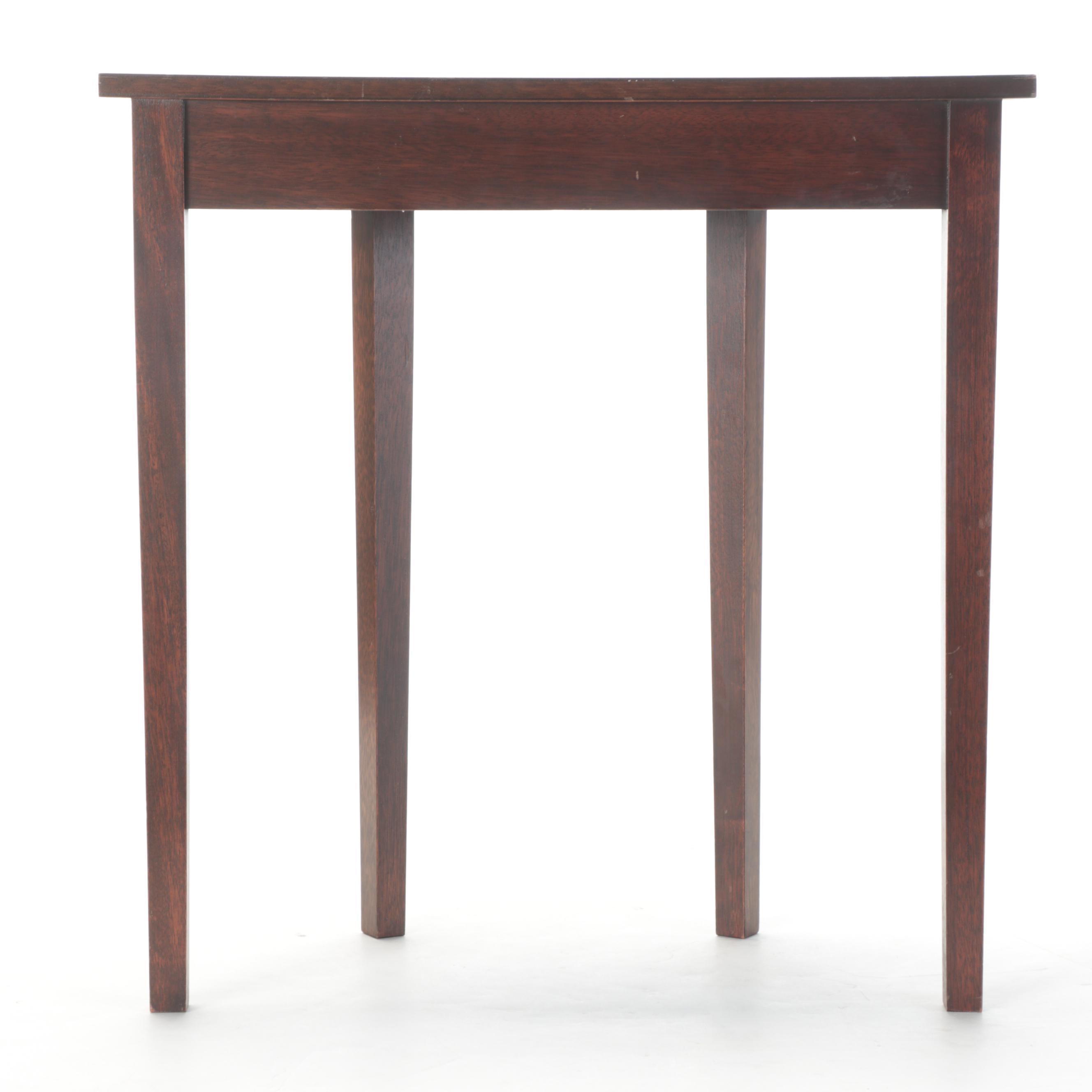 Federal Style Mahogany and Bellflower-Inlaid Demilune Table