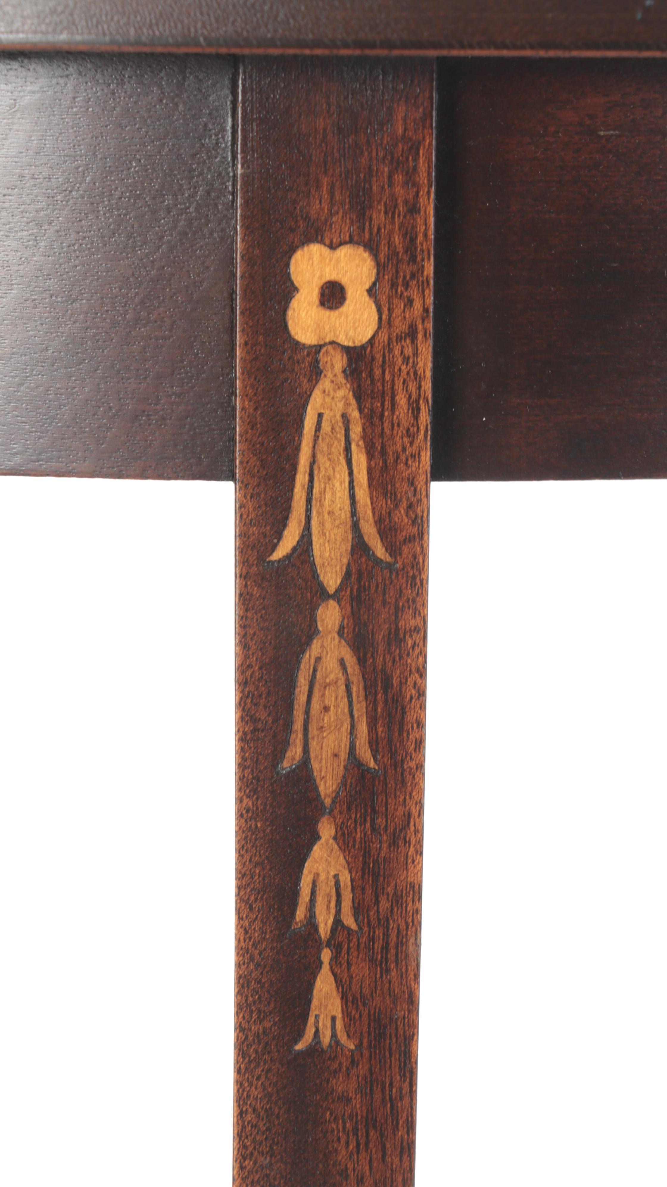 Federal Style Mahogany and Bellflower-Inlaid Demilune Table