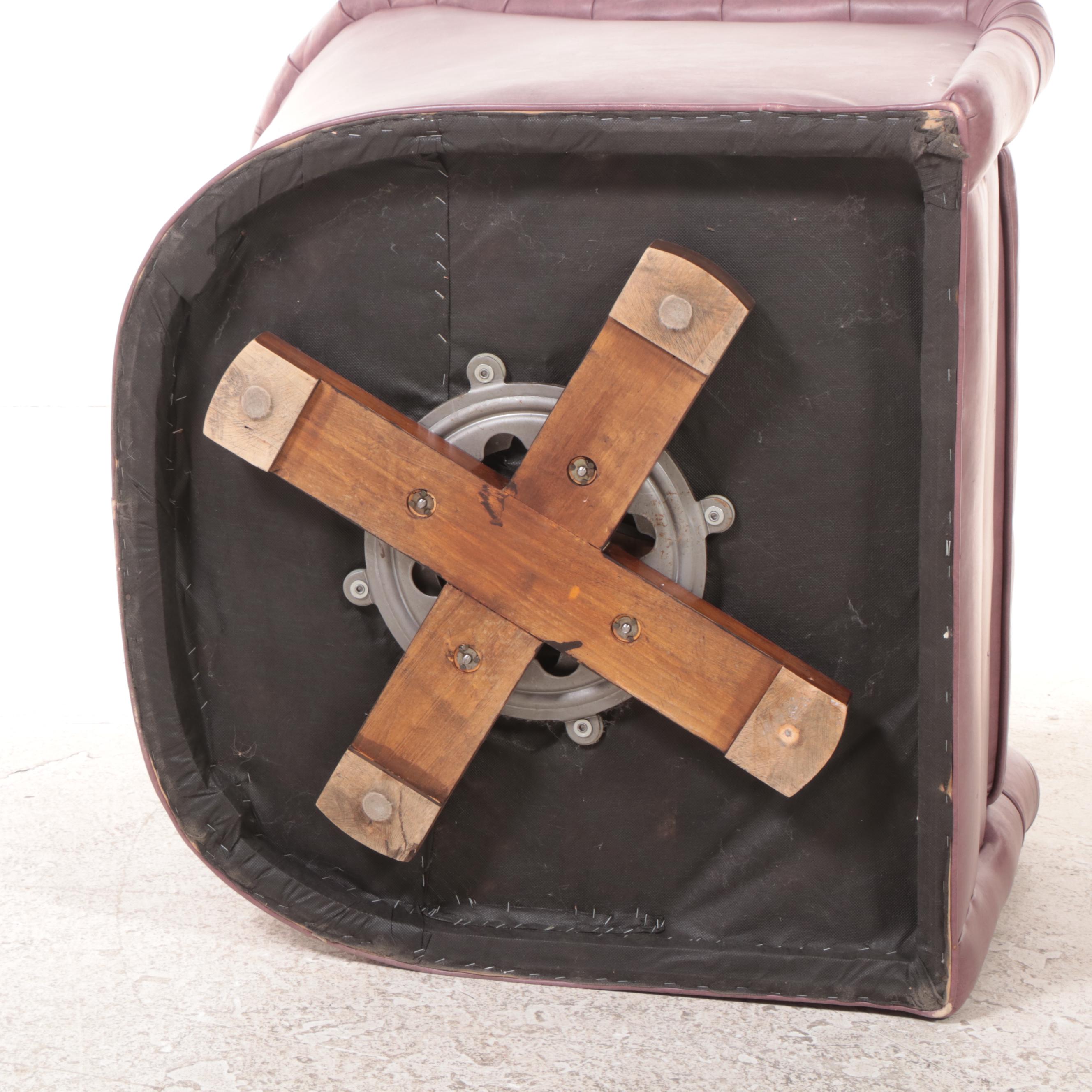 Erwin-Lambeth Buttoned-Down Leather Swivel Tub Chair, Late 20th Century