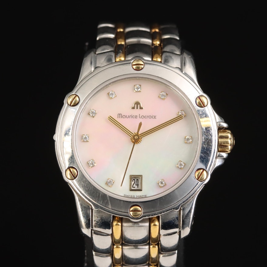 Maurice Lacroix Mother-of-Pearl Dial 18K and Stainless Steel Wristwatch