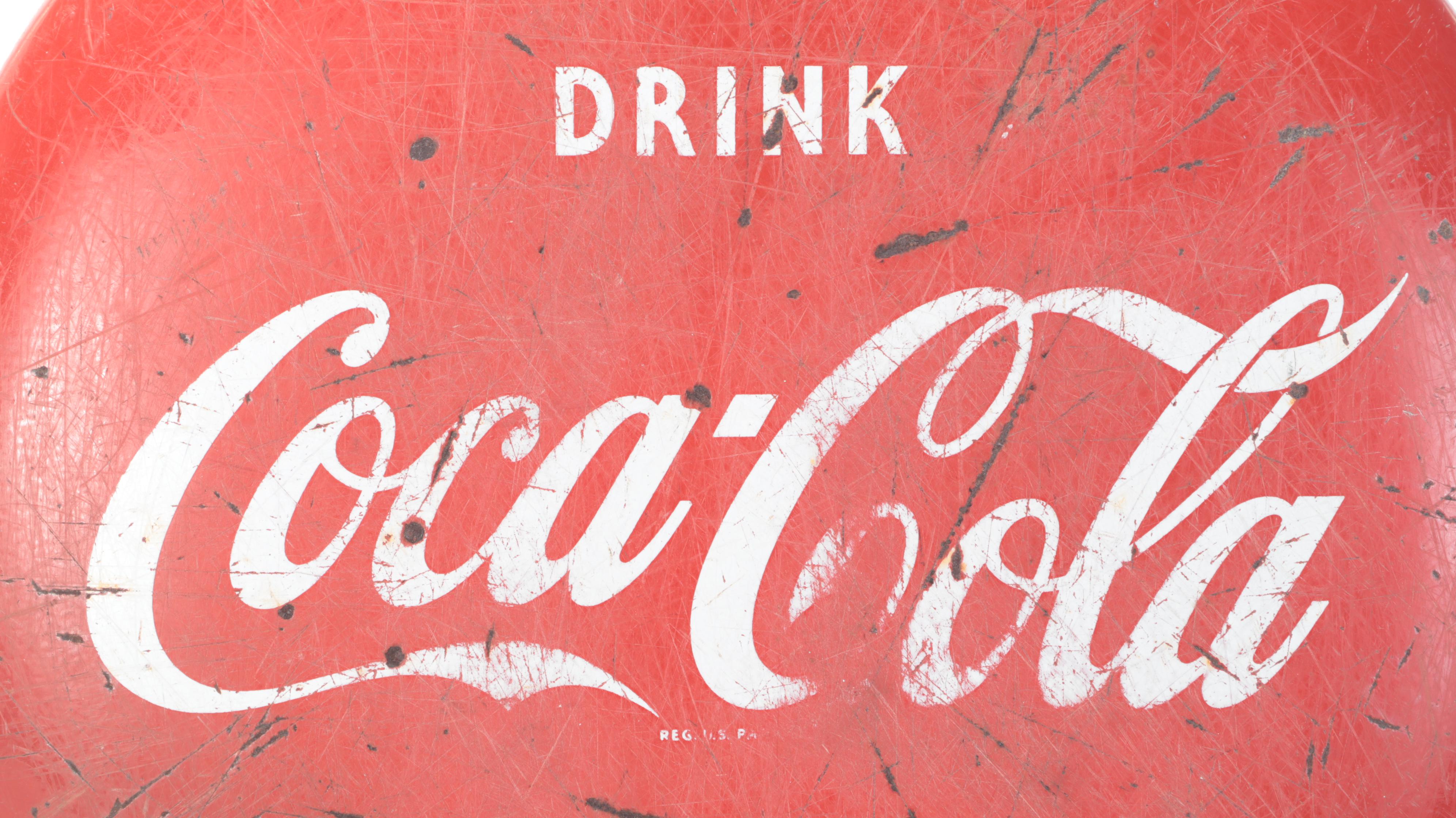 Coca-Cola Hanging Metal Wall Sign, Mid to Late 20th Century