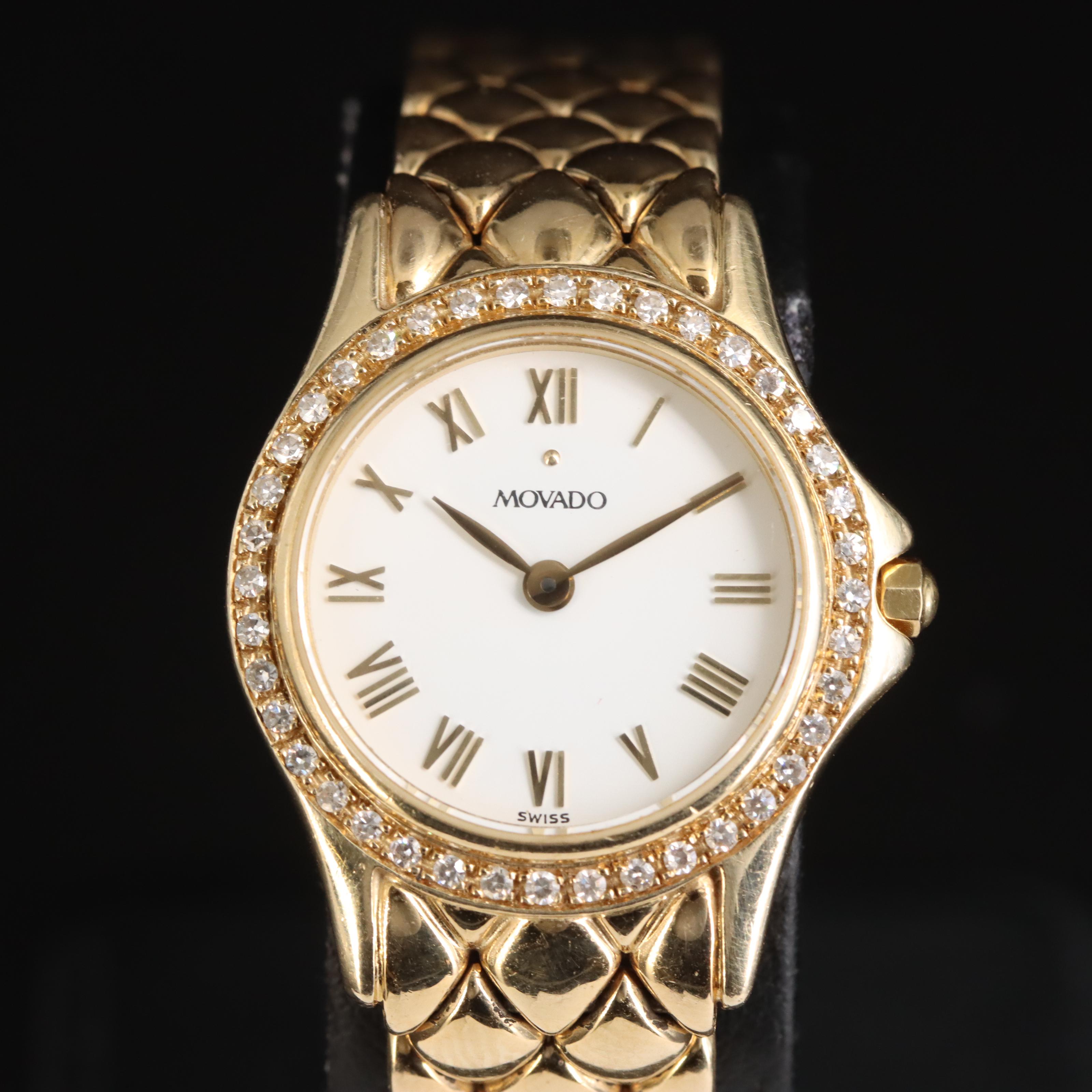 14K Movado Diamond Quartz Watch