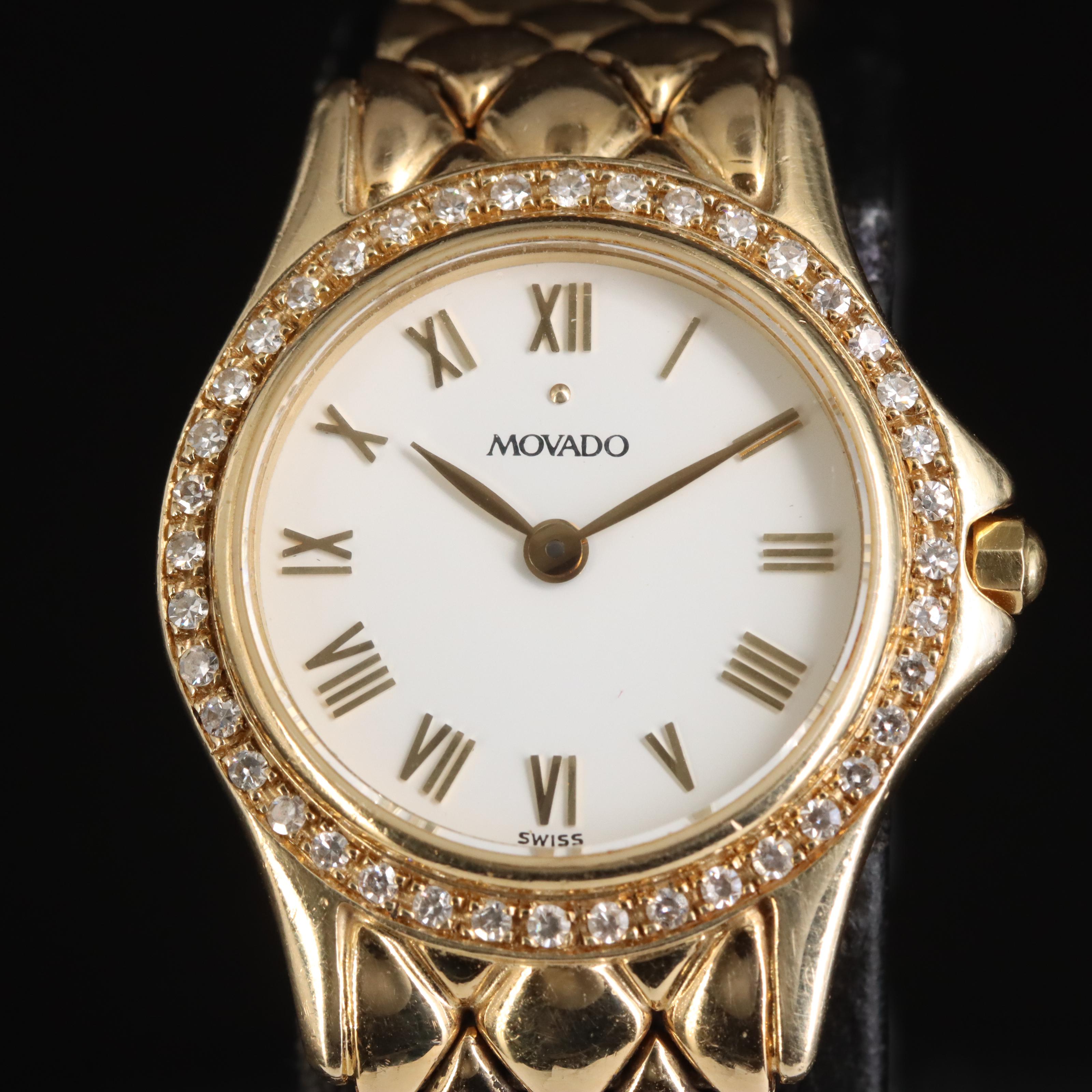 14K Movado Diamond Quartz Watch