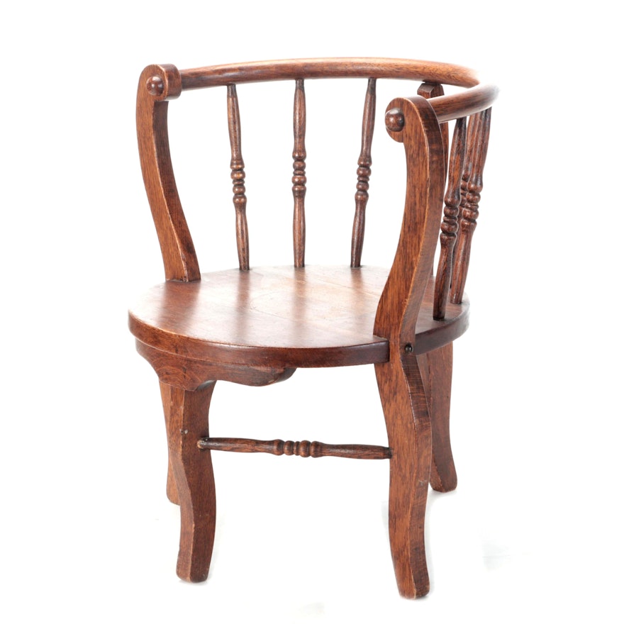 Late Victorian Oak Roundabout Chair, Early 20th Century