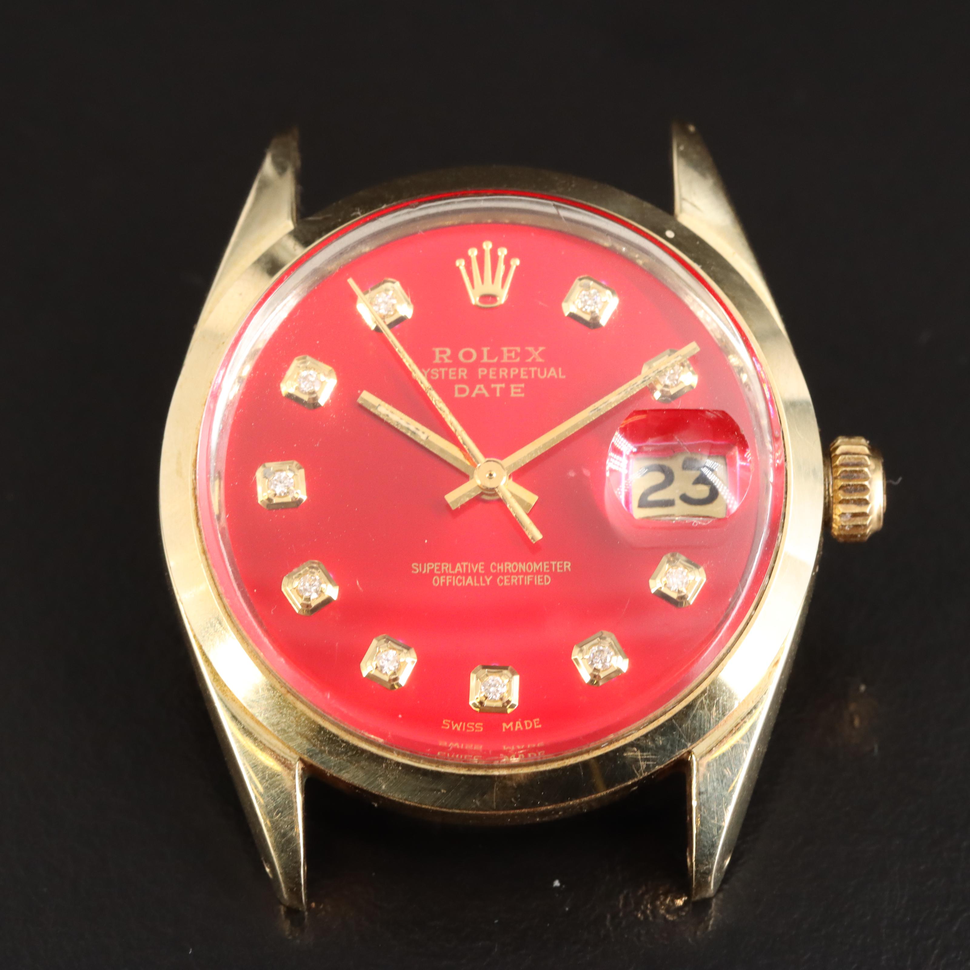 1972 Gold Shell and Diamond Rolex Oyster Perpetual Date Watch