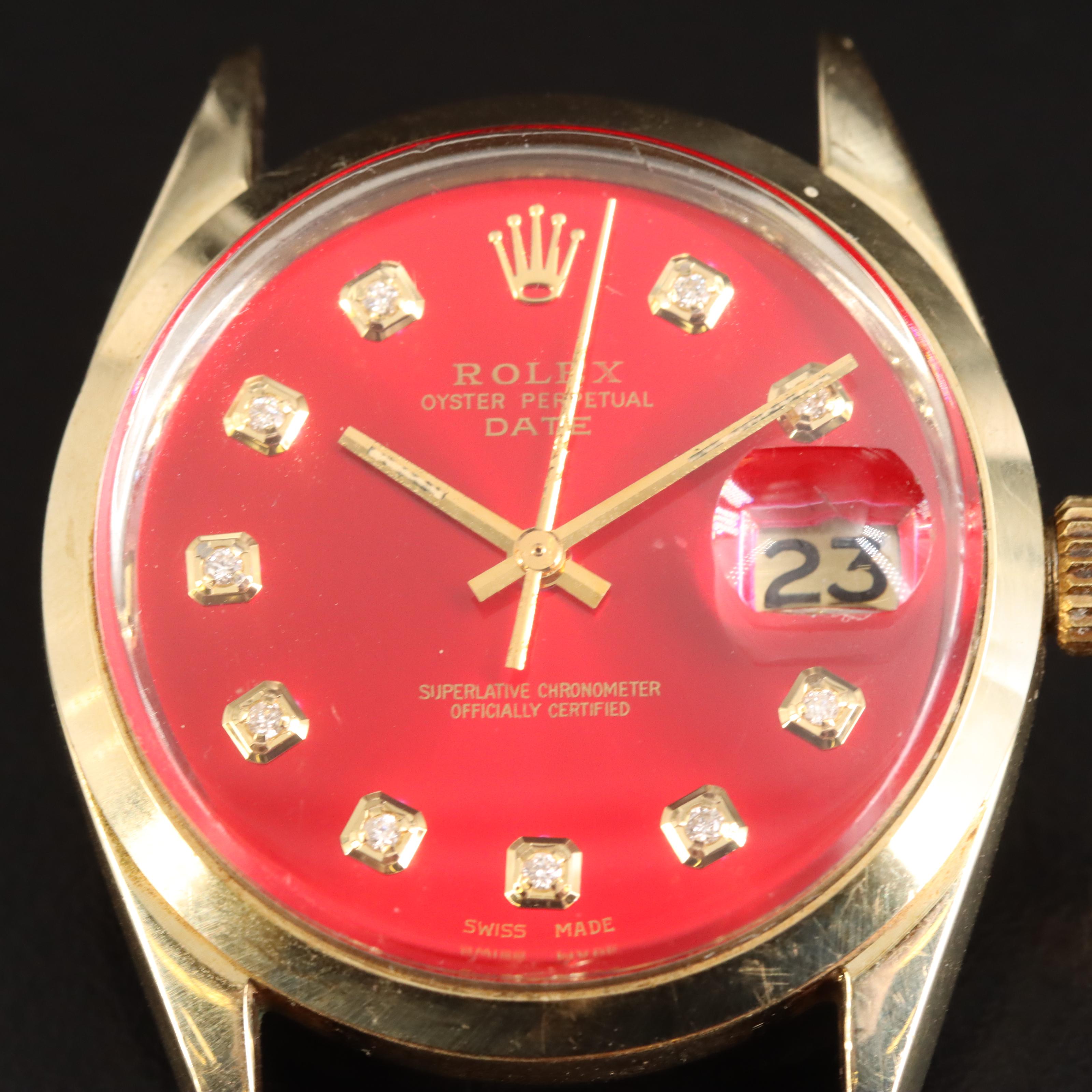 1972 Gold Shell and Diamond Rolex Oyster Perpetual Date Watch
