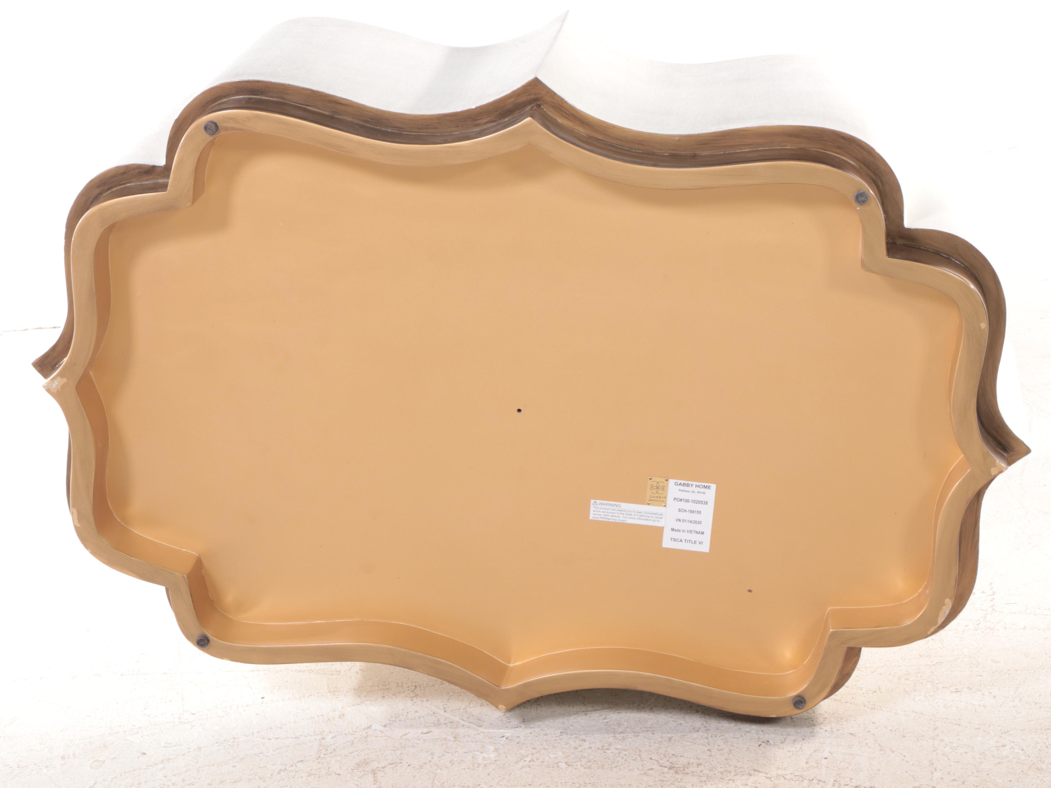 Gabby Home "Staffield" Linen-Textured and Parcel-Gilt Resin Coffee Table