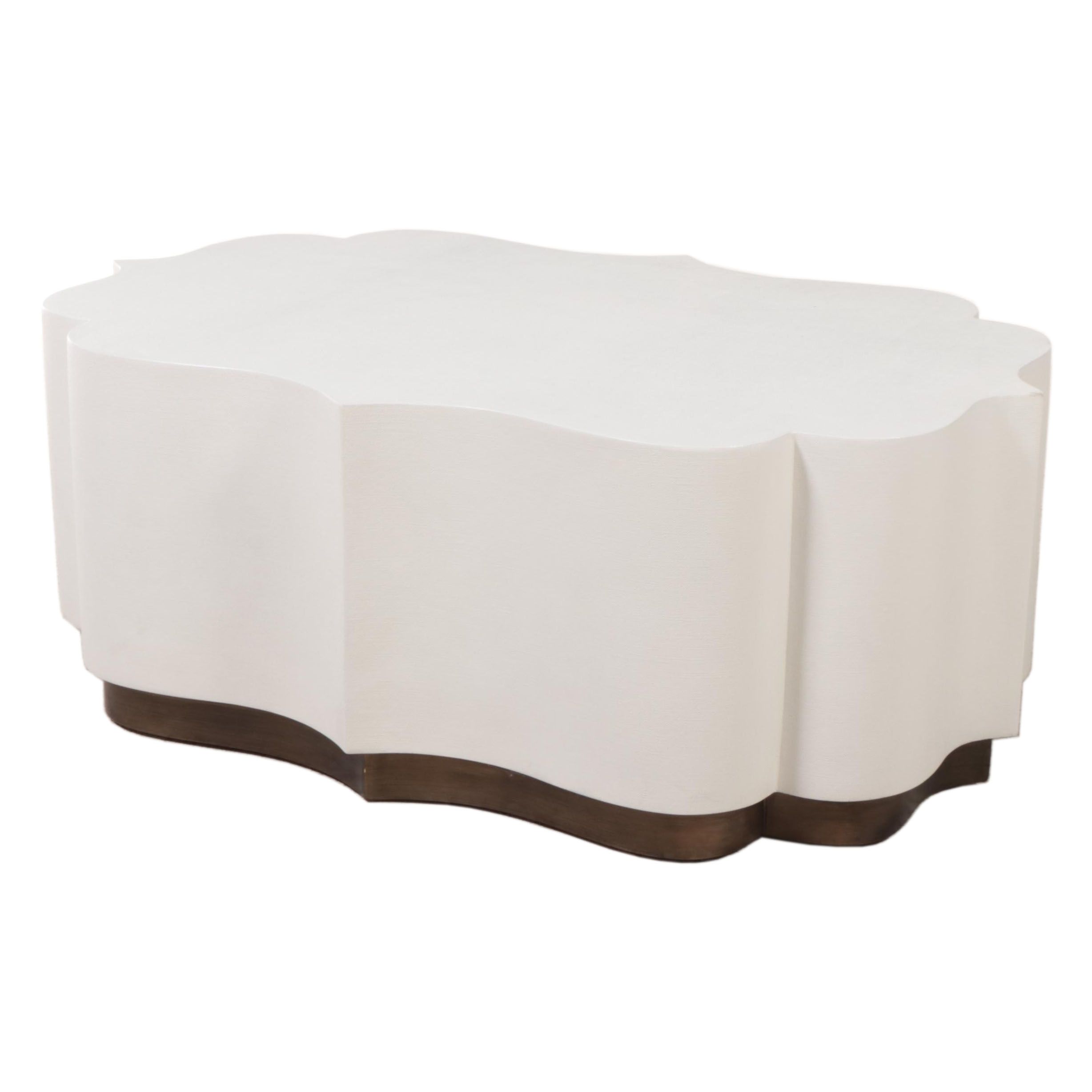 Gabby Home "Staffield" Linen-Textured and Parcel-Gilt Resin Coffee Table