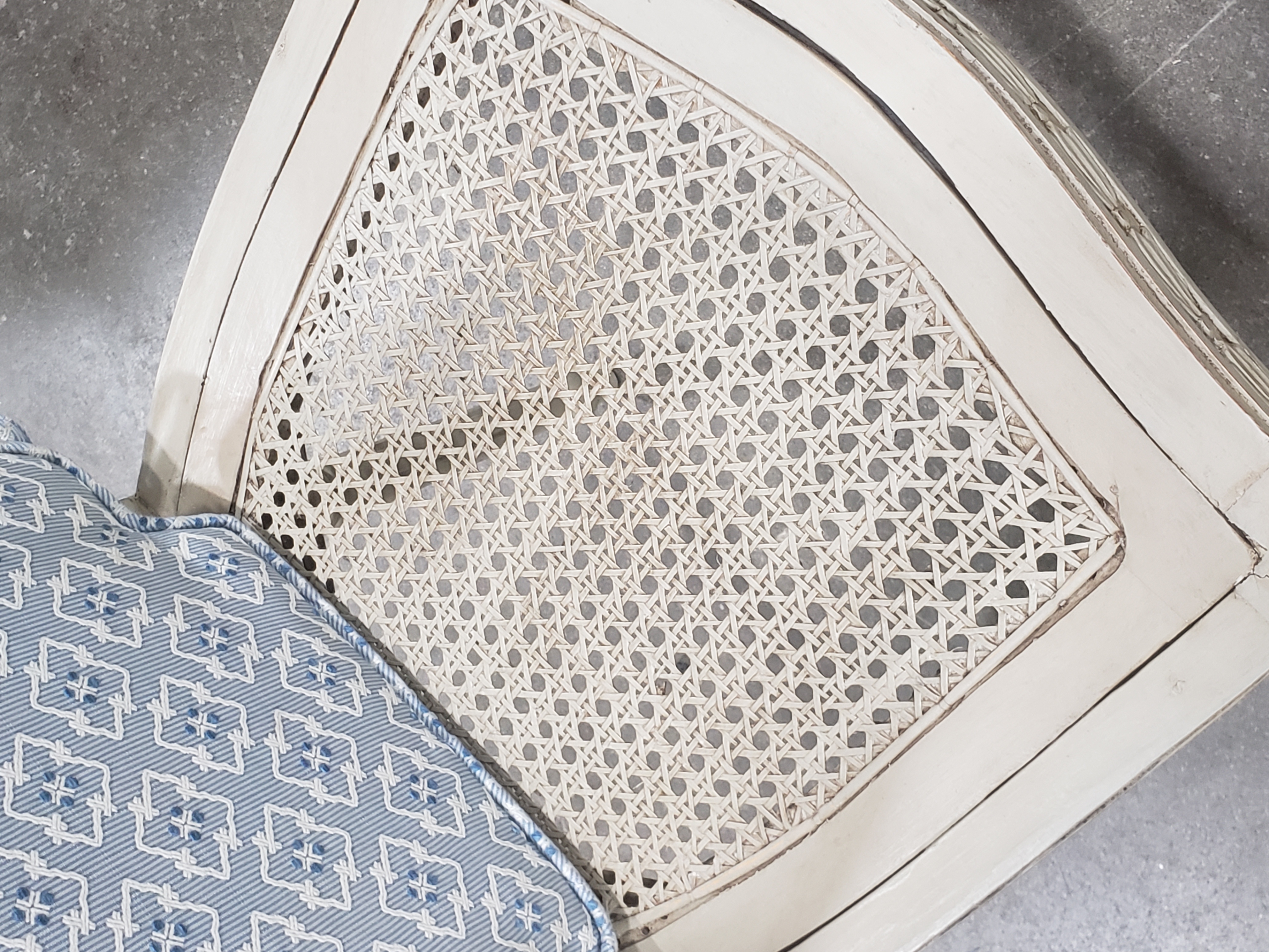 Eight Neoclassical Style Painted Dining Chairs with Cane Seats, Mid 20th Century