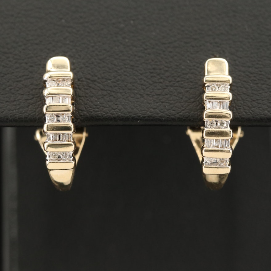 14K 0.20 CTW Diamond J Hoop Earrings