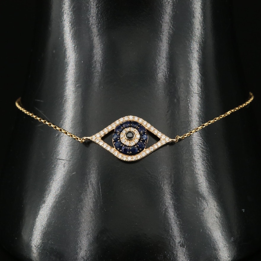 EFFY 14K Sapphire and Diamond Evil Eye Bracelet