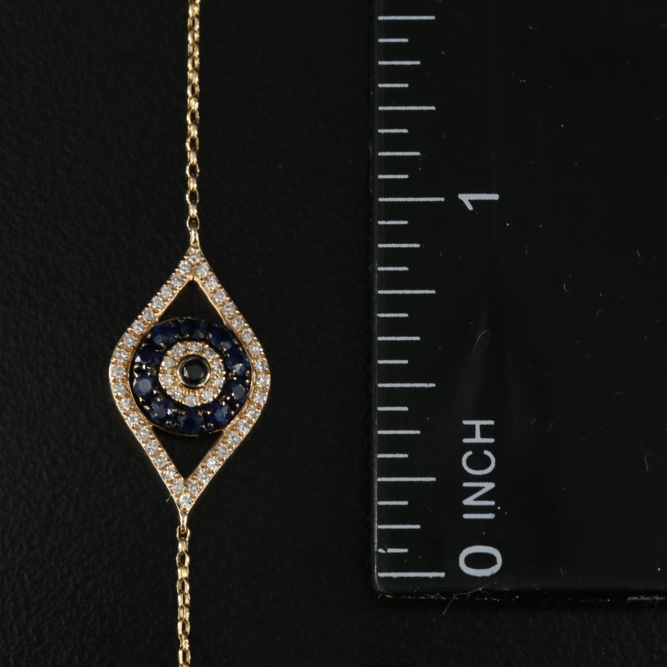 EFFY 14K Sapphire and Diamond Evil Eye Bracelet