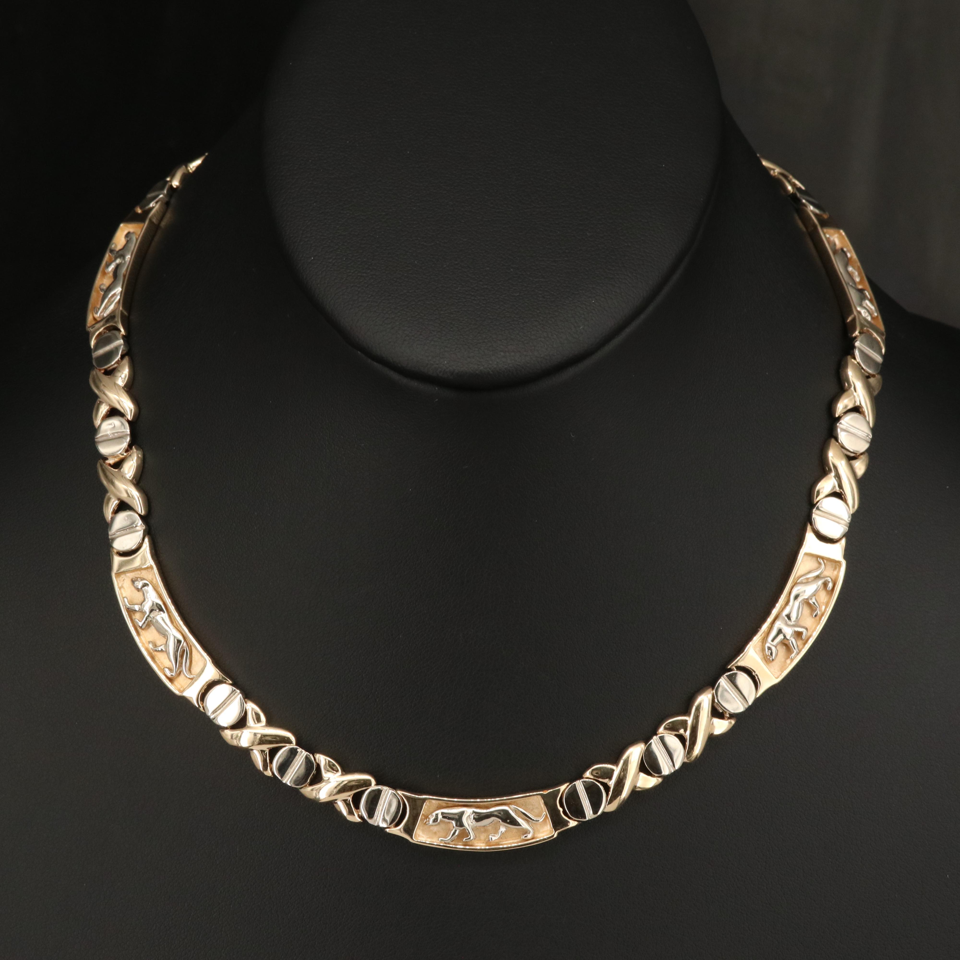 14K Feline Link Necklace