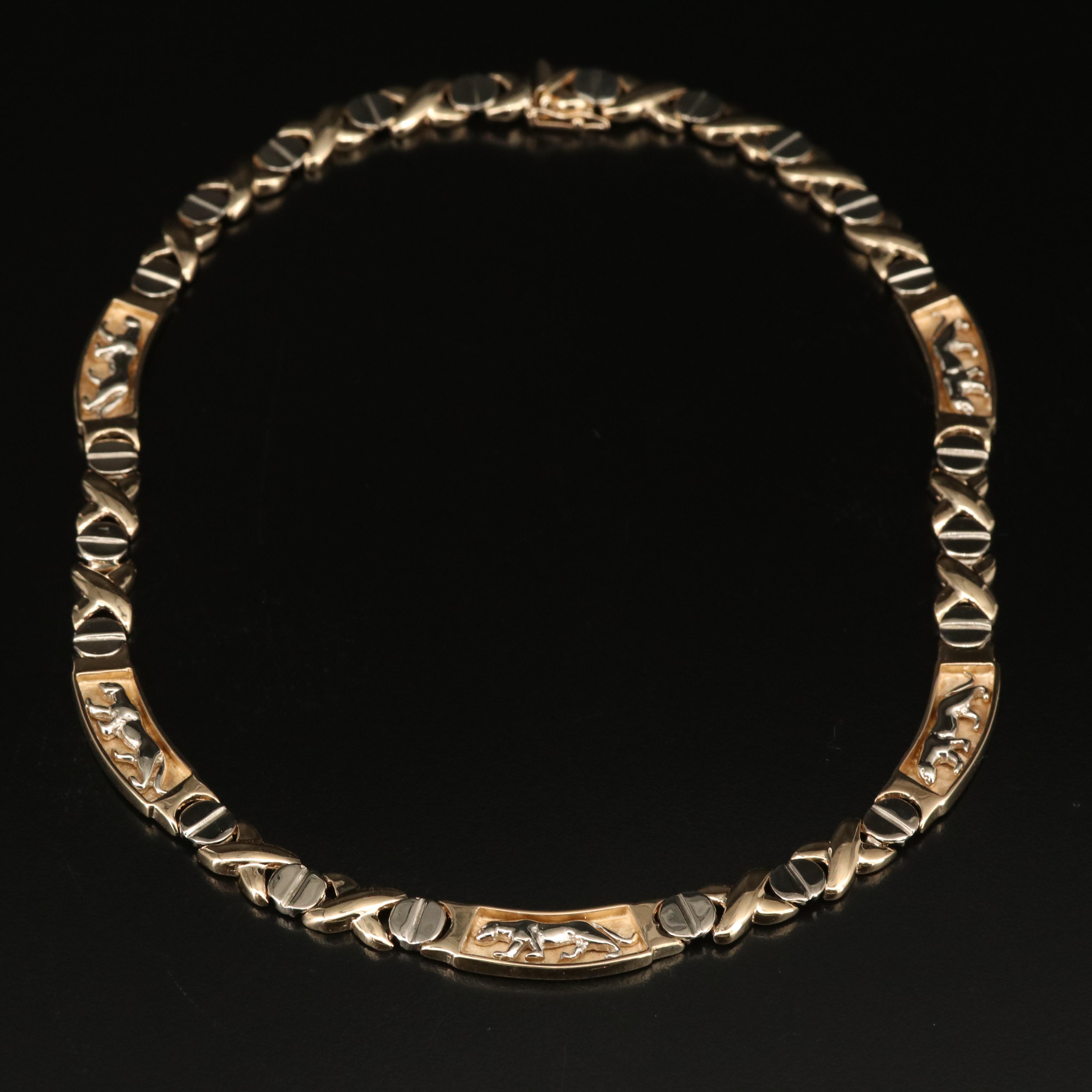 14K Feline Link Necklace