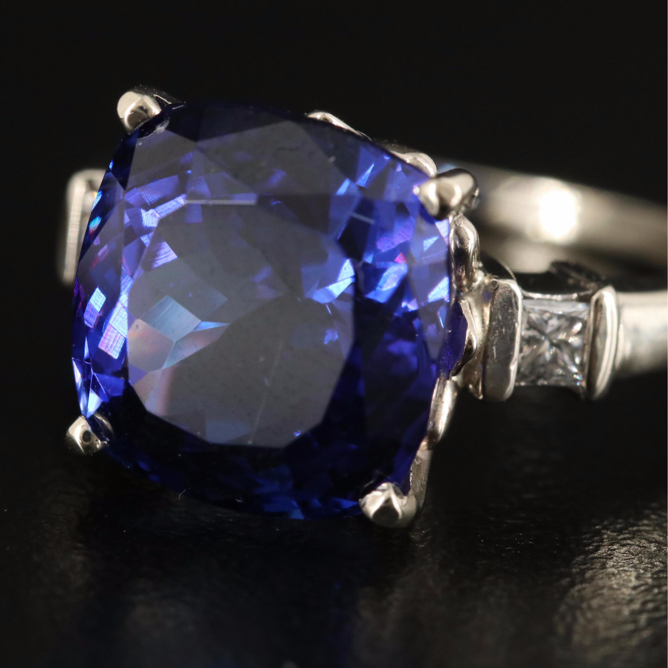 14K 10.99 CT Tanzanite and Diamond Ring with Online Digital GIA Report