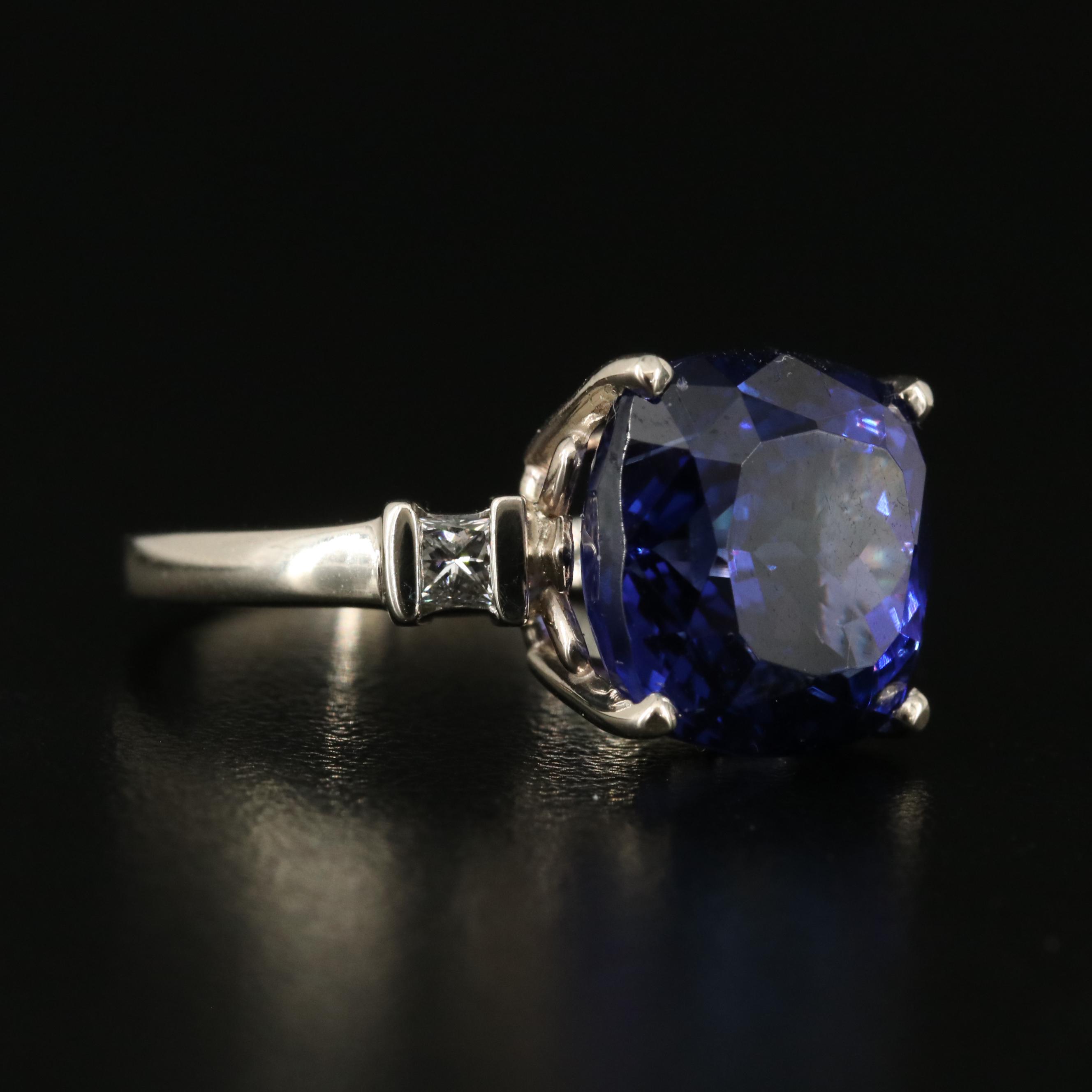 14K 10.99 CT Tanzanite and Diamond Ring with Online Digital GIA Report