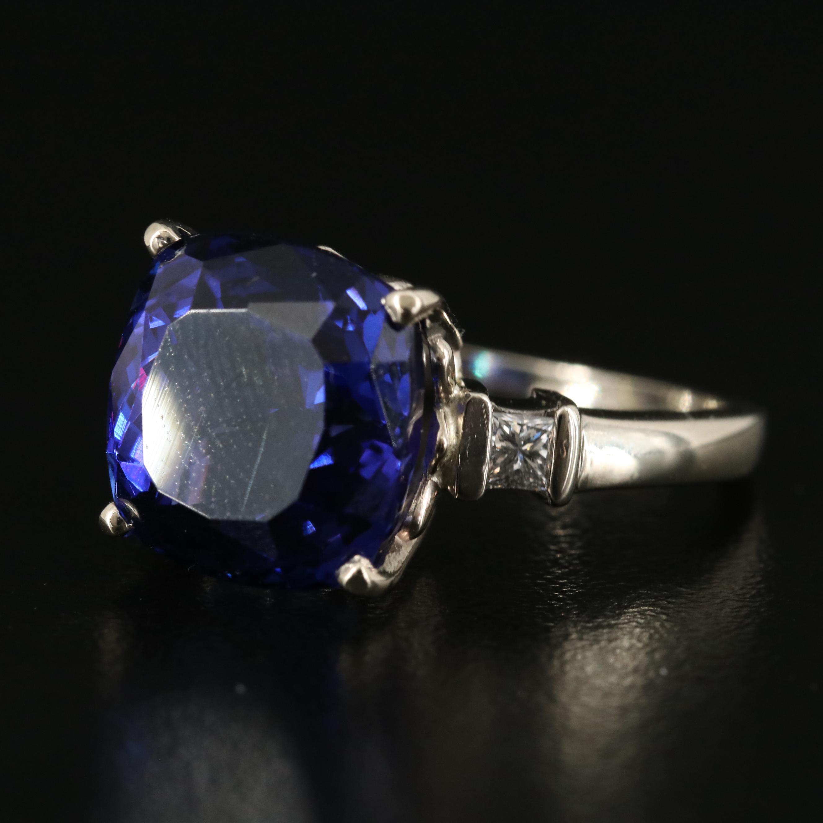 14K 10.99 CT Tanzanite and Diamond Ring with Online Digital GIA Report
