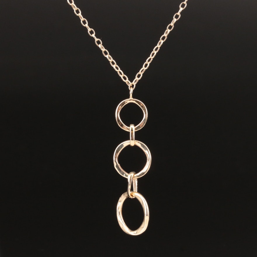 14K Graduated Ring Drop Necklace