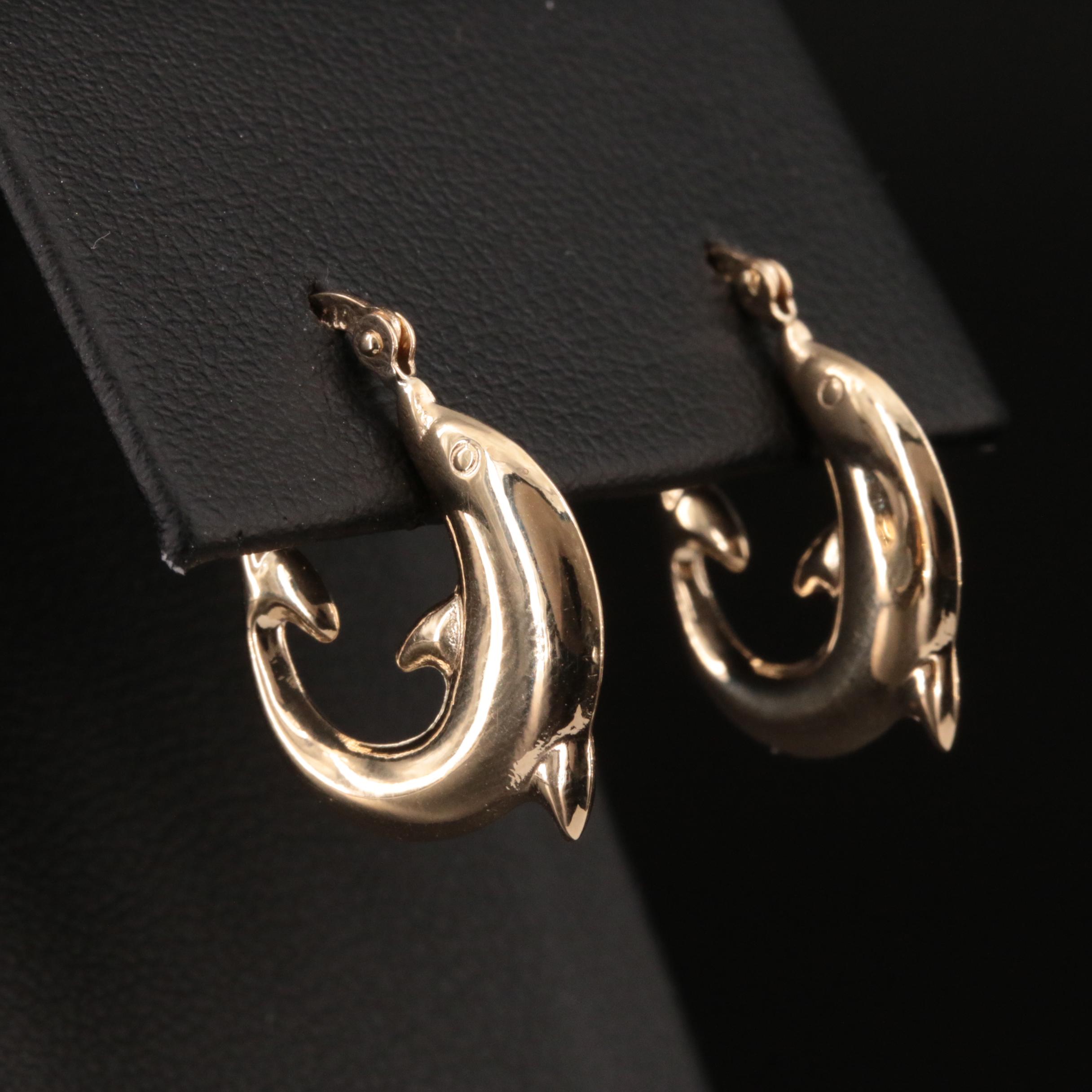 14K Dolphin Hoop Earrings
