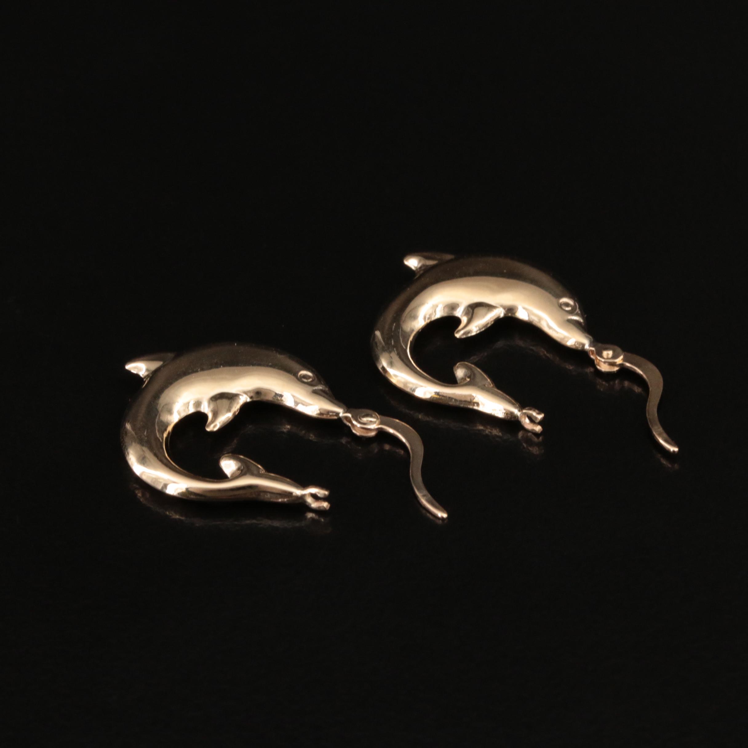14K Dolphin Hoop Earrings