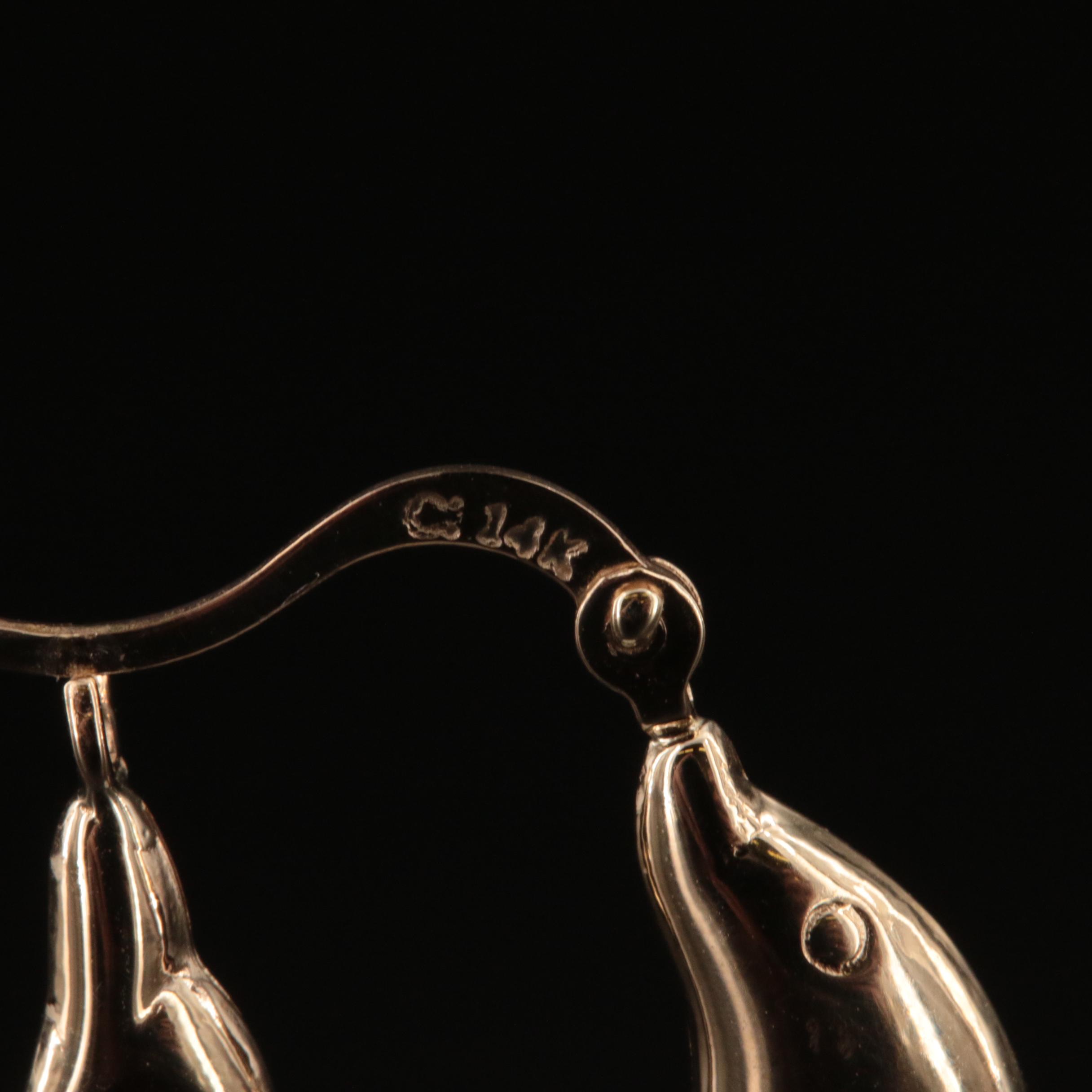 14K Dolphin Hoop Earrings