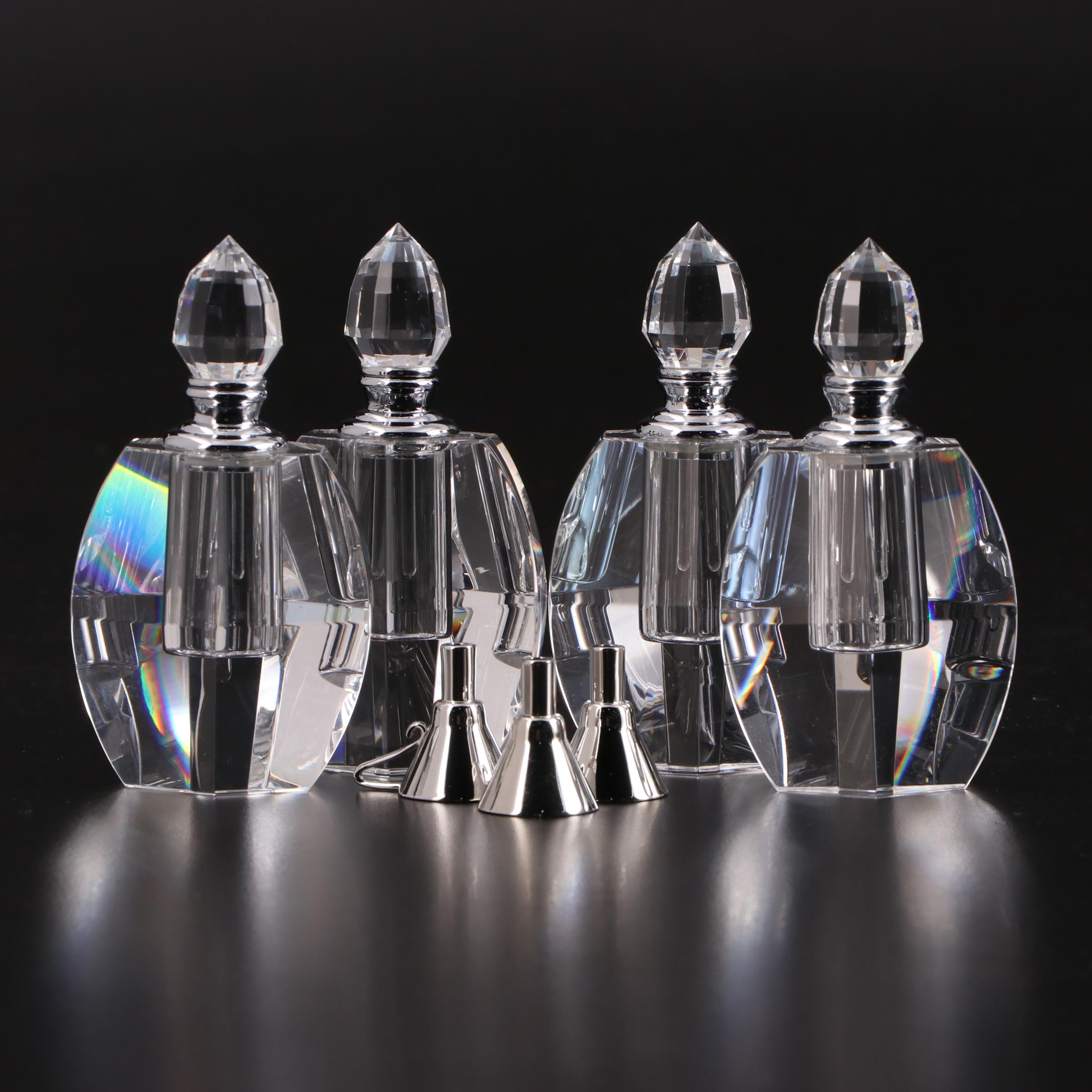 Dillard's Faceted Crystal Perfume Bottles in Velour Boxes