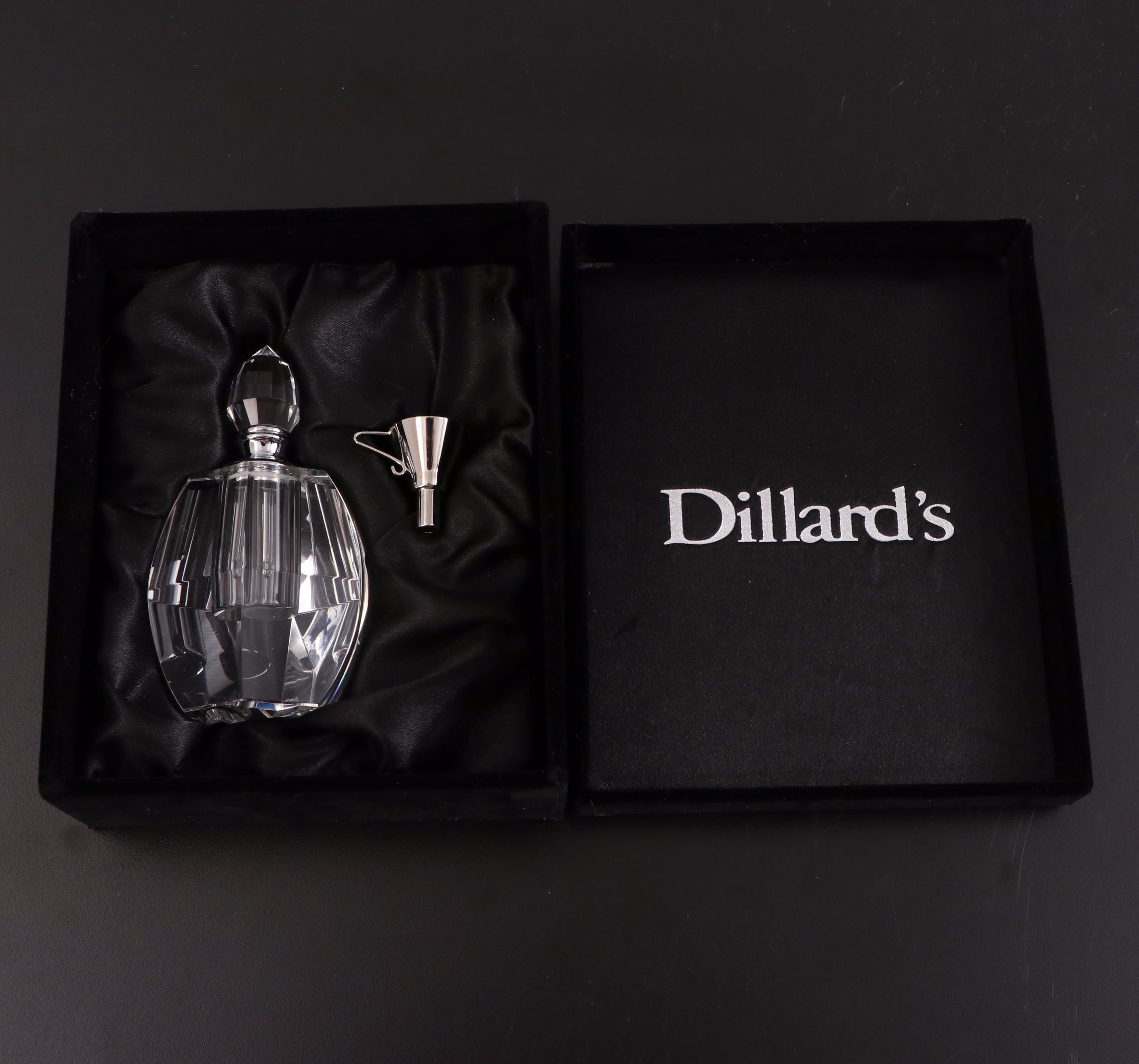 Dillard's Faceted Crystal Perfume Bottles in Velour Boxes