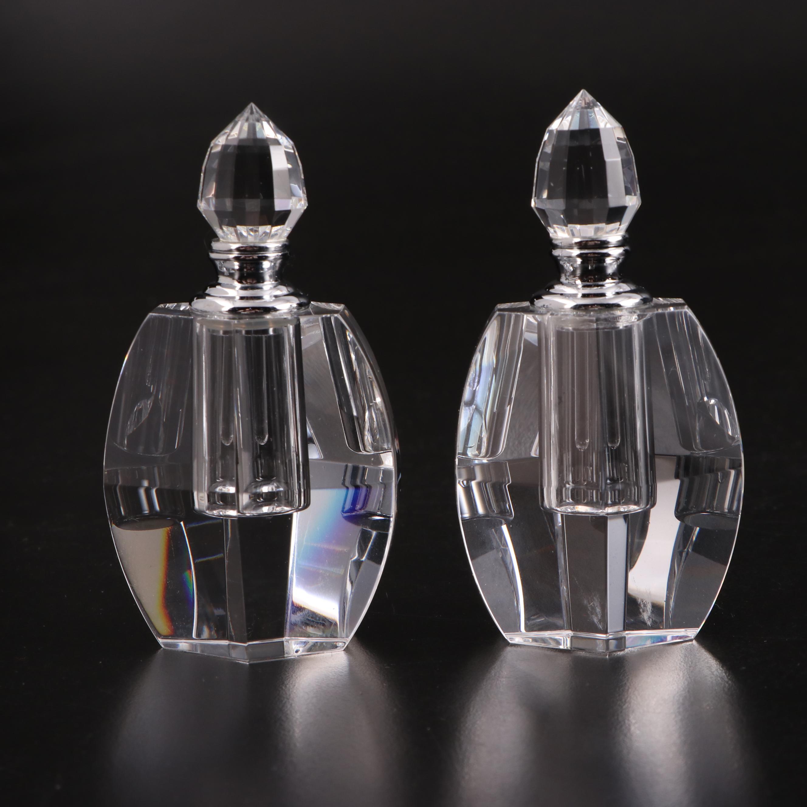 Dillard's Faceted Crystal Perfume Bottles in Velour Boxes