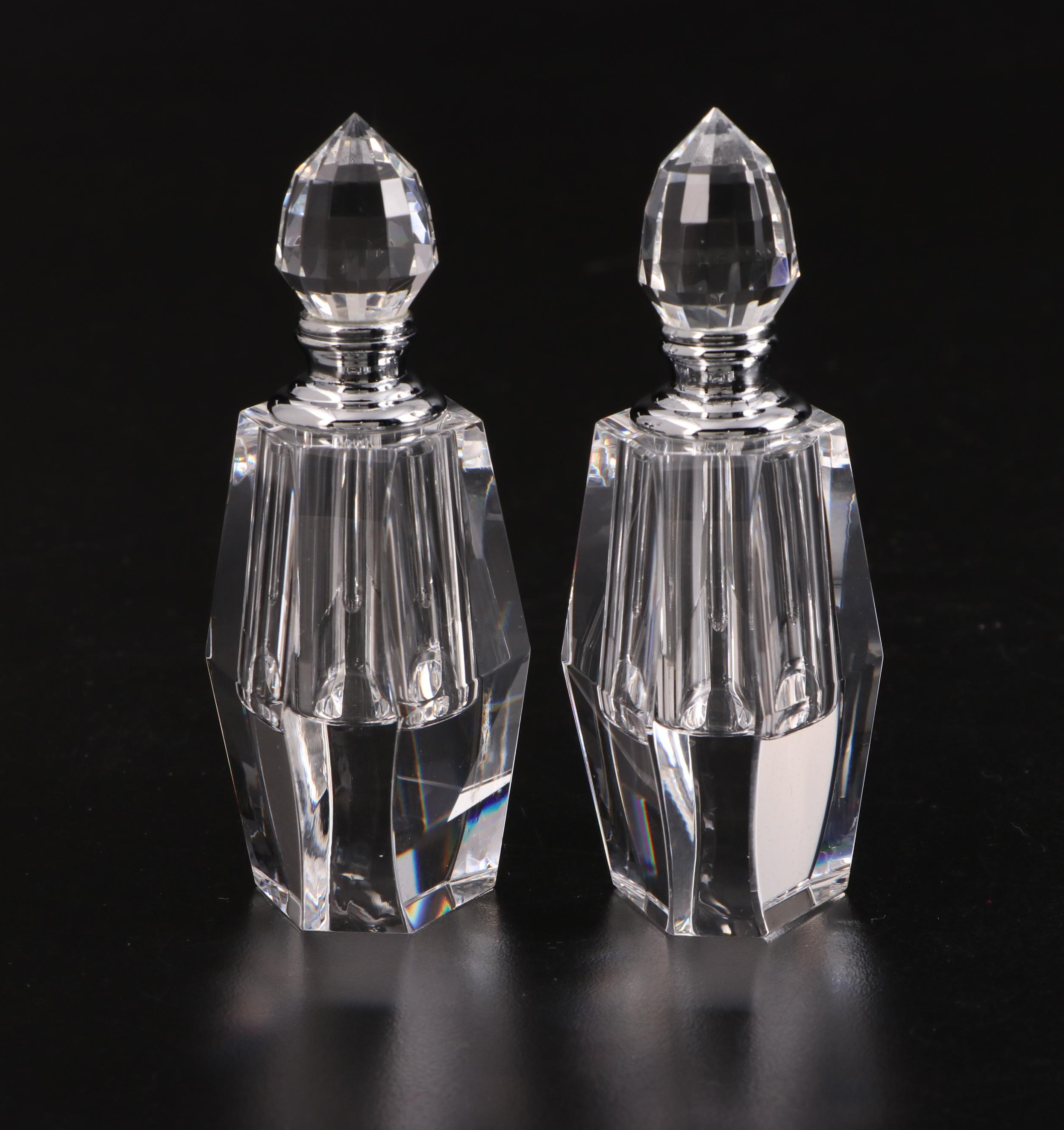 Dillard's Faceted Crystal Perfume Bottles in Velour Boxes