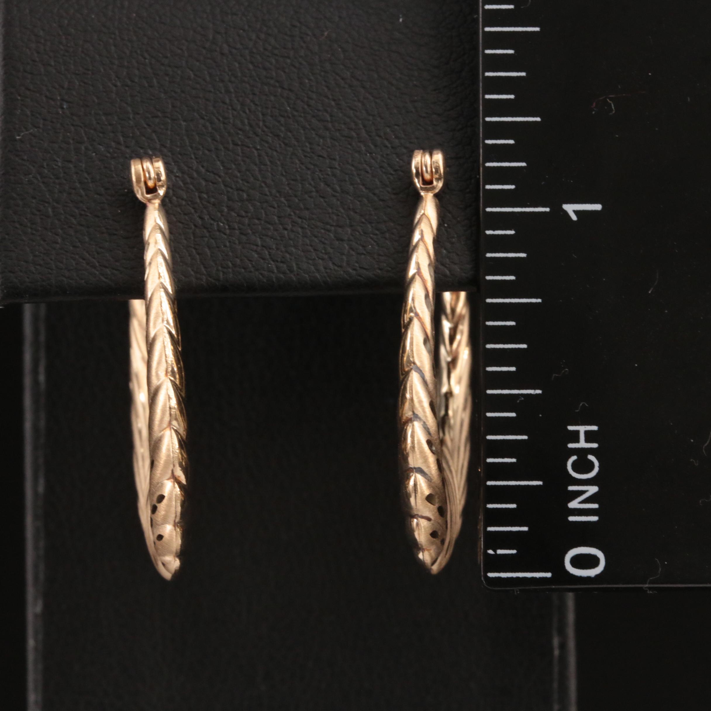 14K Fluted Hoop Earrings