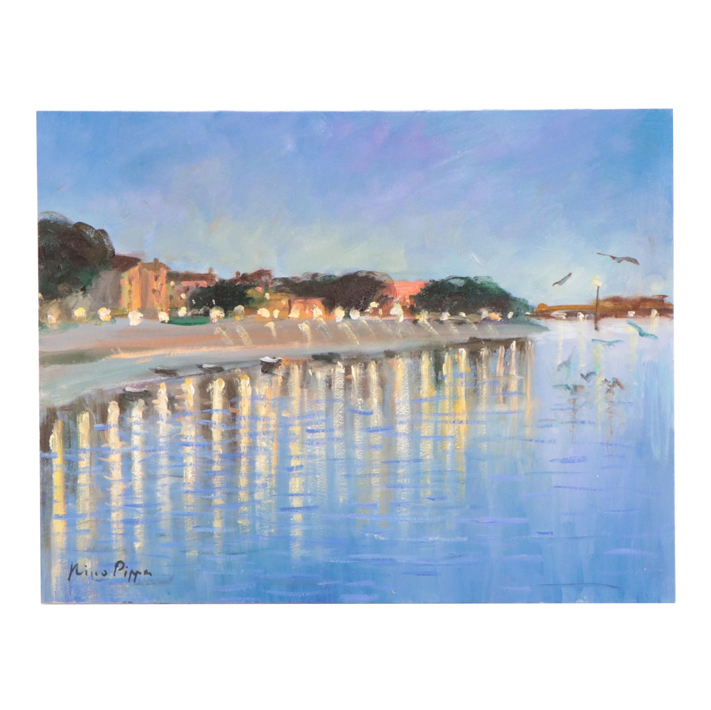 Nino Pippa Oil Painting "In Van Gogh Footsteps - Arles Reflections on the Rhone"