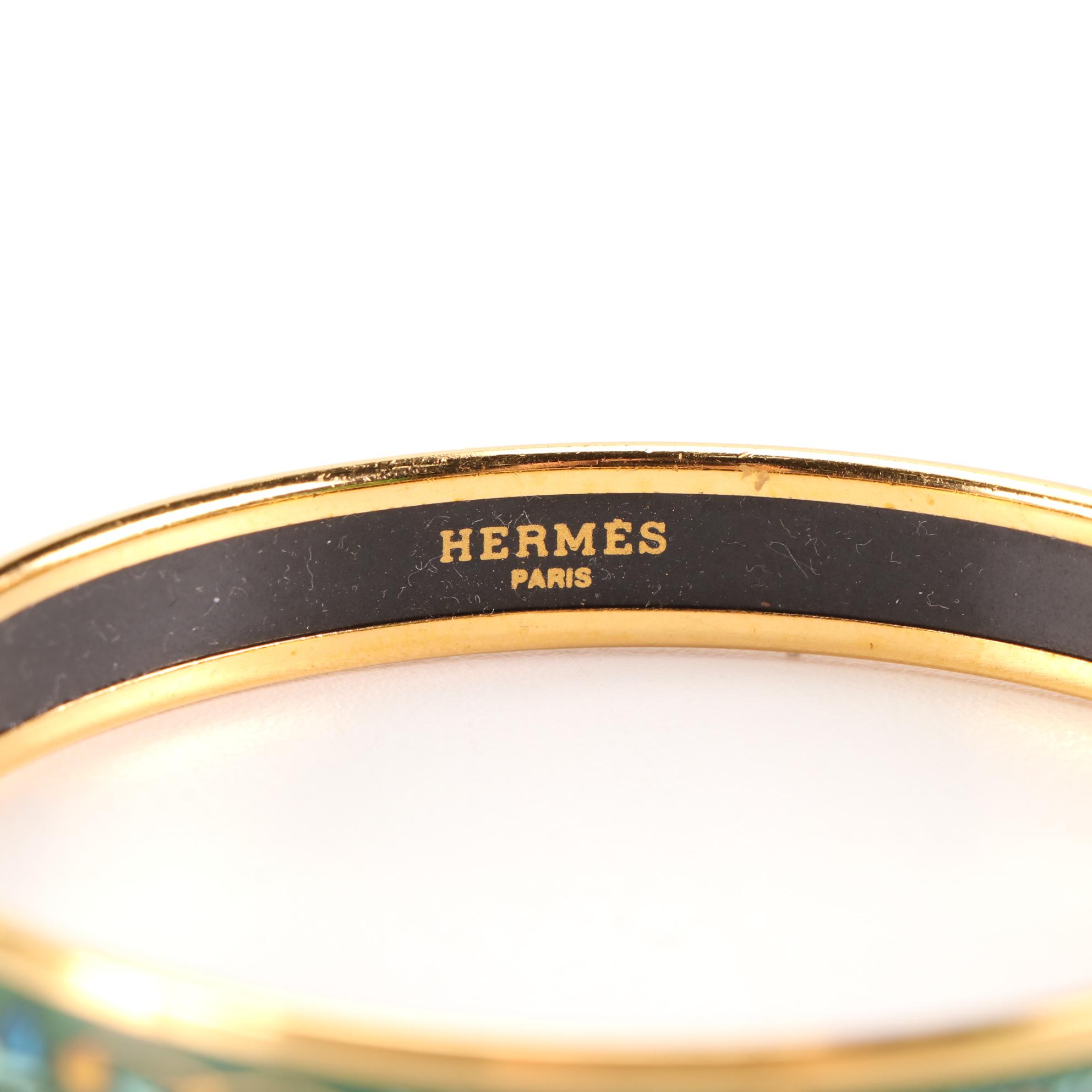 Hermès Floral Narrow Enamel Bangle