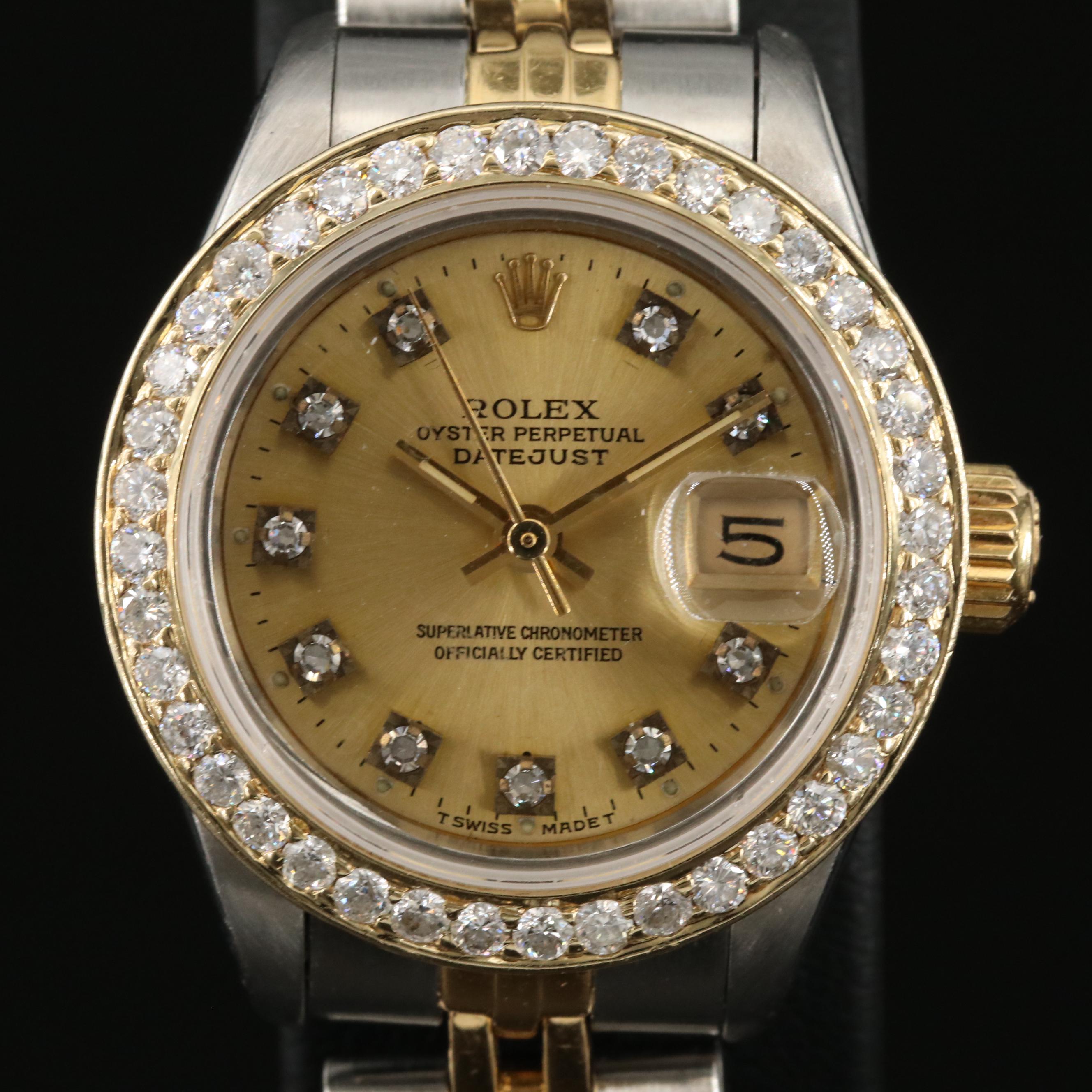 1983 Rolex Oyster Perpetual 1.17 CTW Diamond Dial and Bezel Datejust Watch