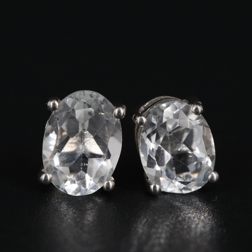 Sterling White Topaz Stud Earrings