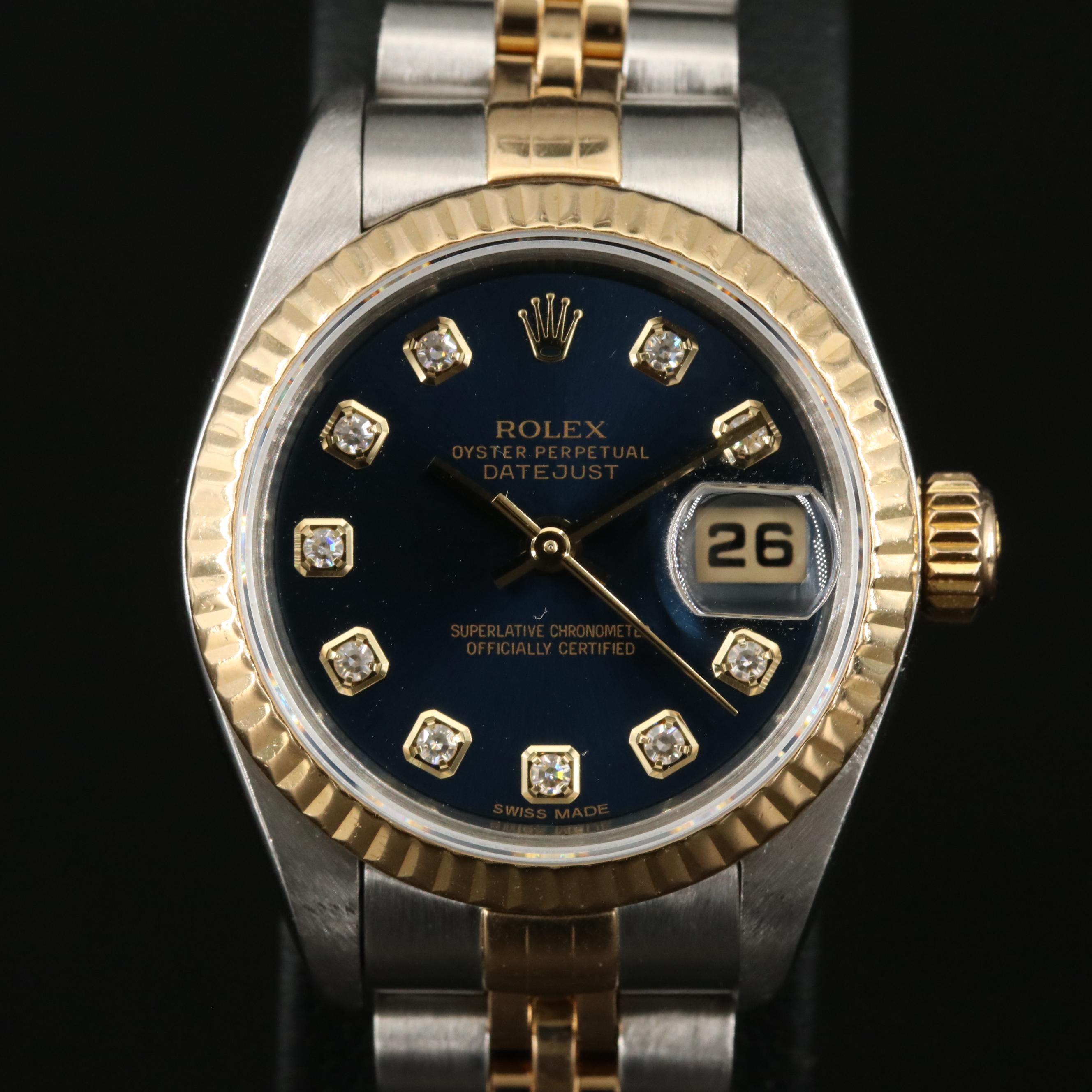 1999 Rolex Factory Diamond Dial Datejust Watch