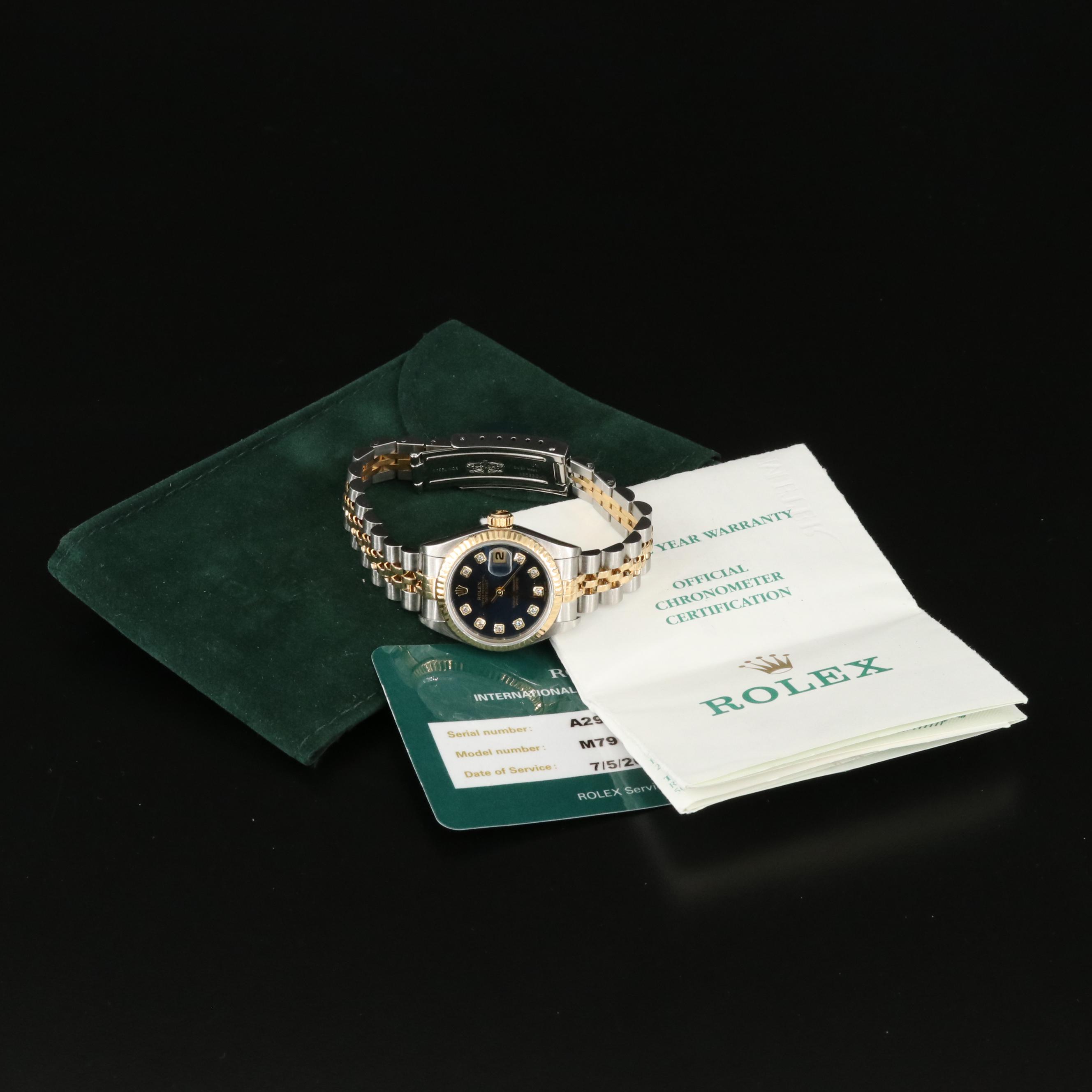 1999 Rolex Factory Diamond Dial Datejust Watch