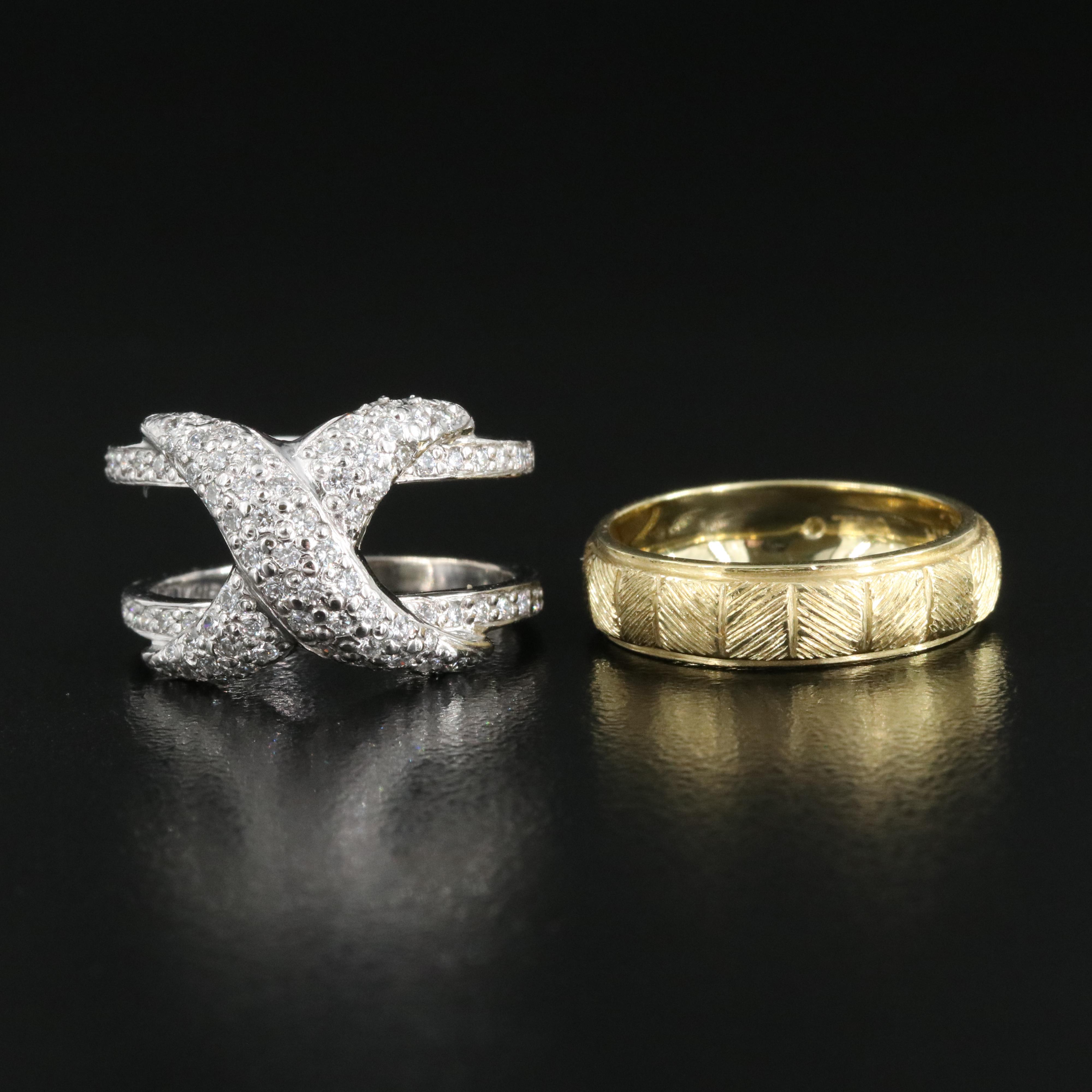 Hidalgo 18K 0.74 CTW Diamond Enhancer Ring and Engraved Band