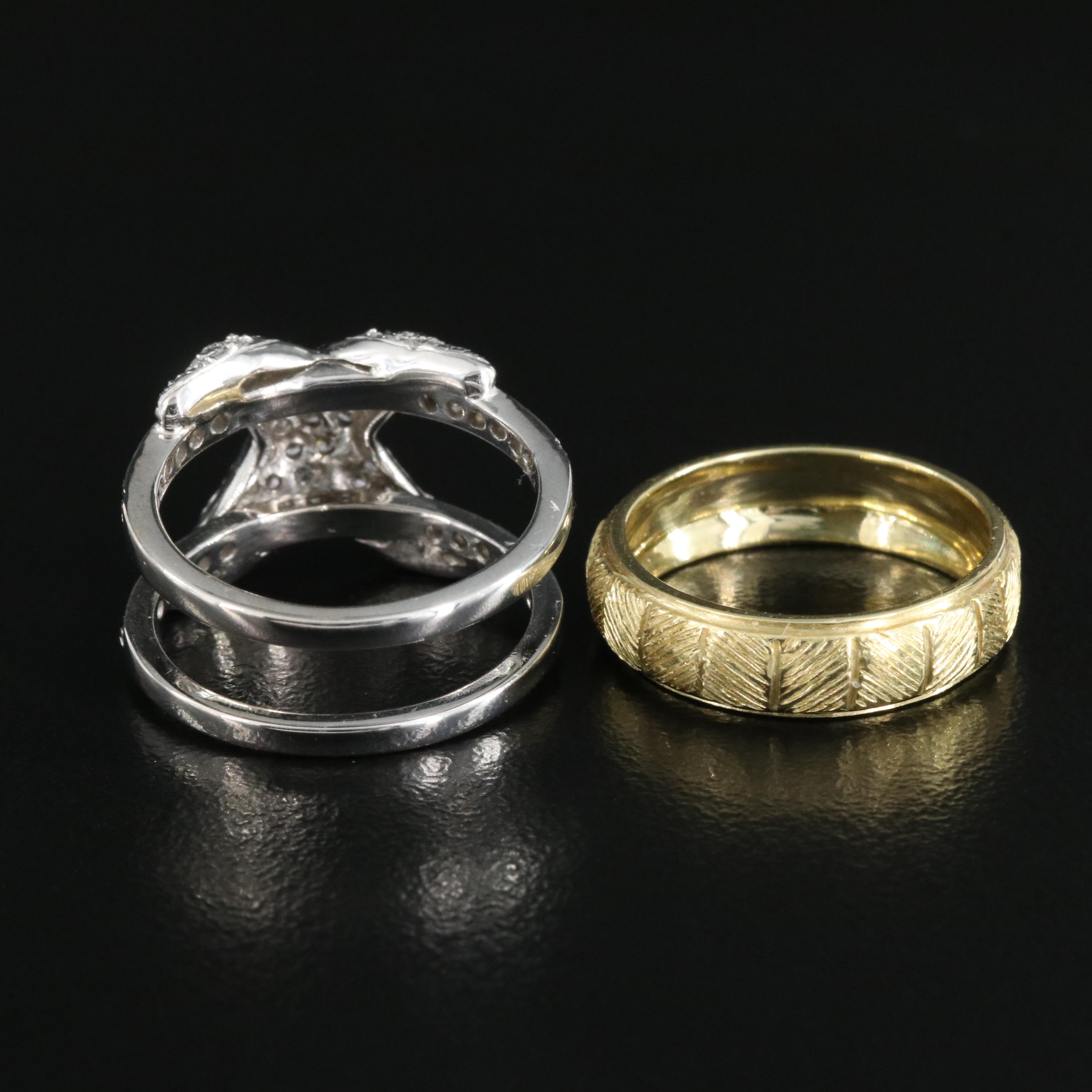 Hidalgo 18K 0.74 CTW Diamond Enhancer Ring and Engraved Band