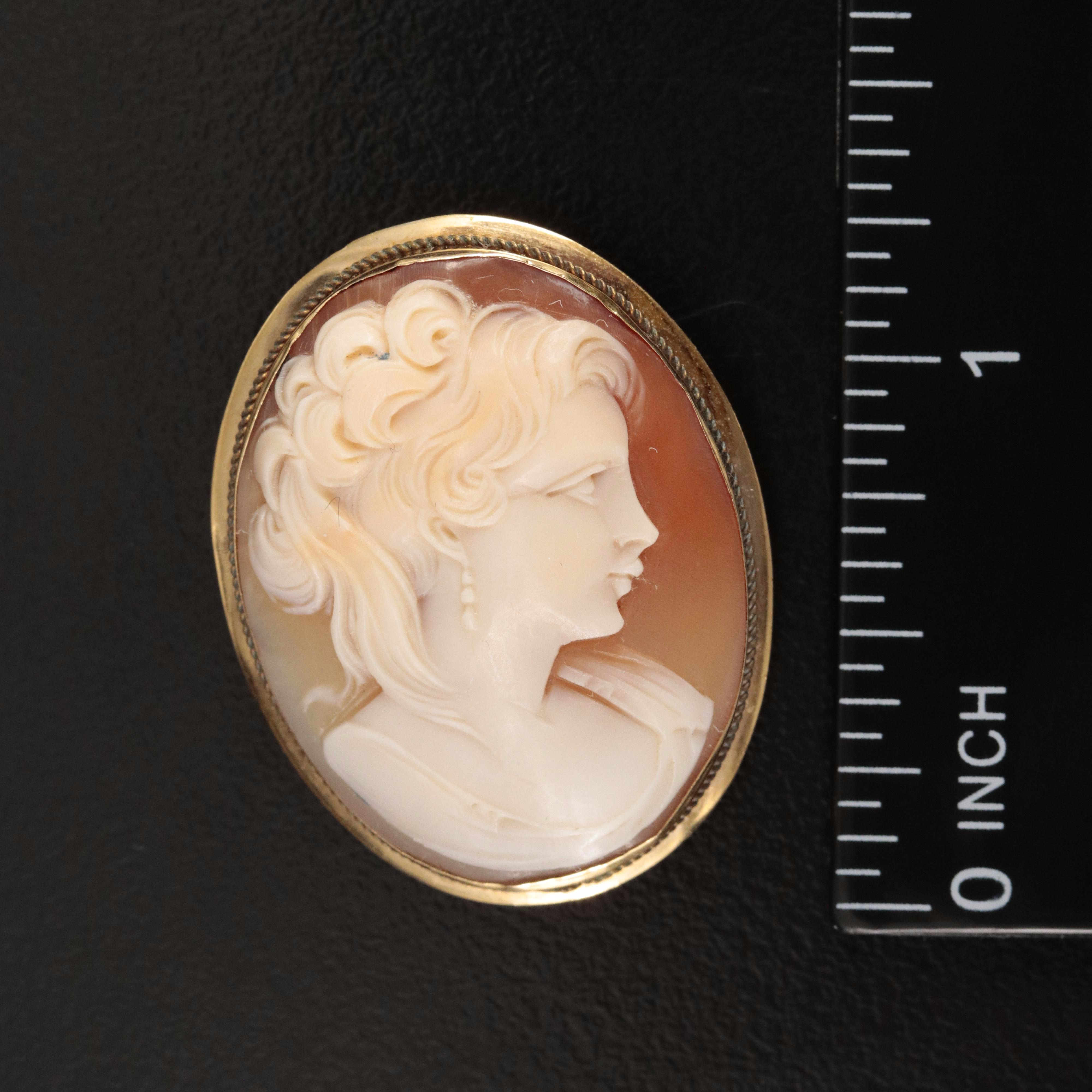 Vintage 14K Shell Converter Brooch and 14K Signet Ring