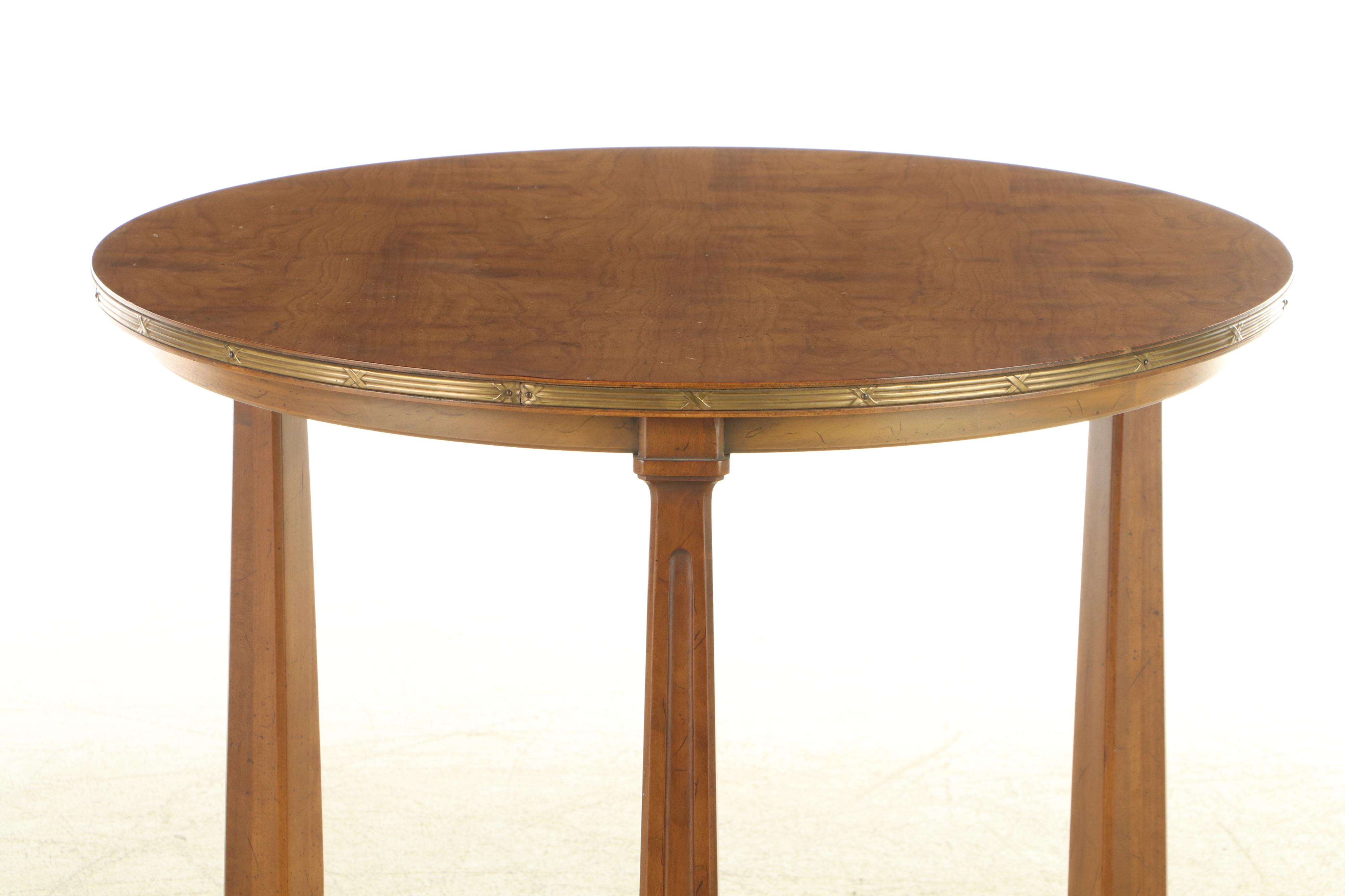 Empire Style Brass-Mounted Cherrywood Side Table, 20th Century