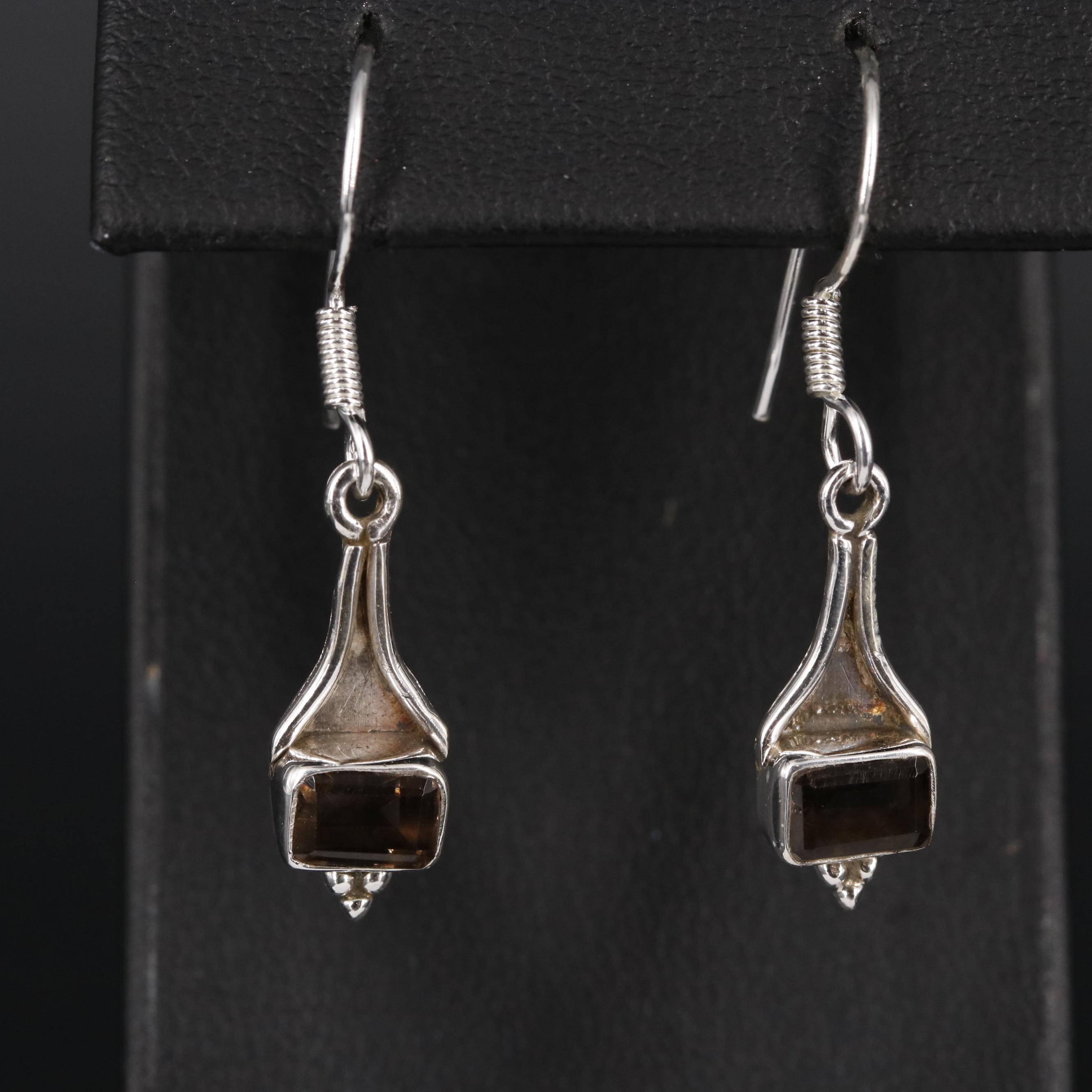 Sterling Smoky Quartz Dangle Earrings
