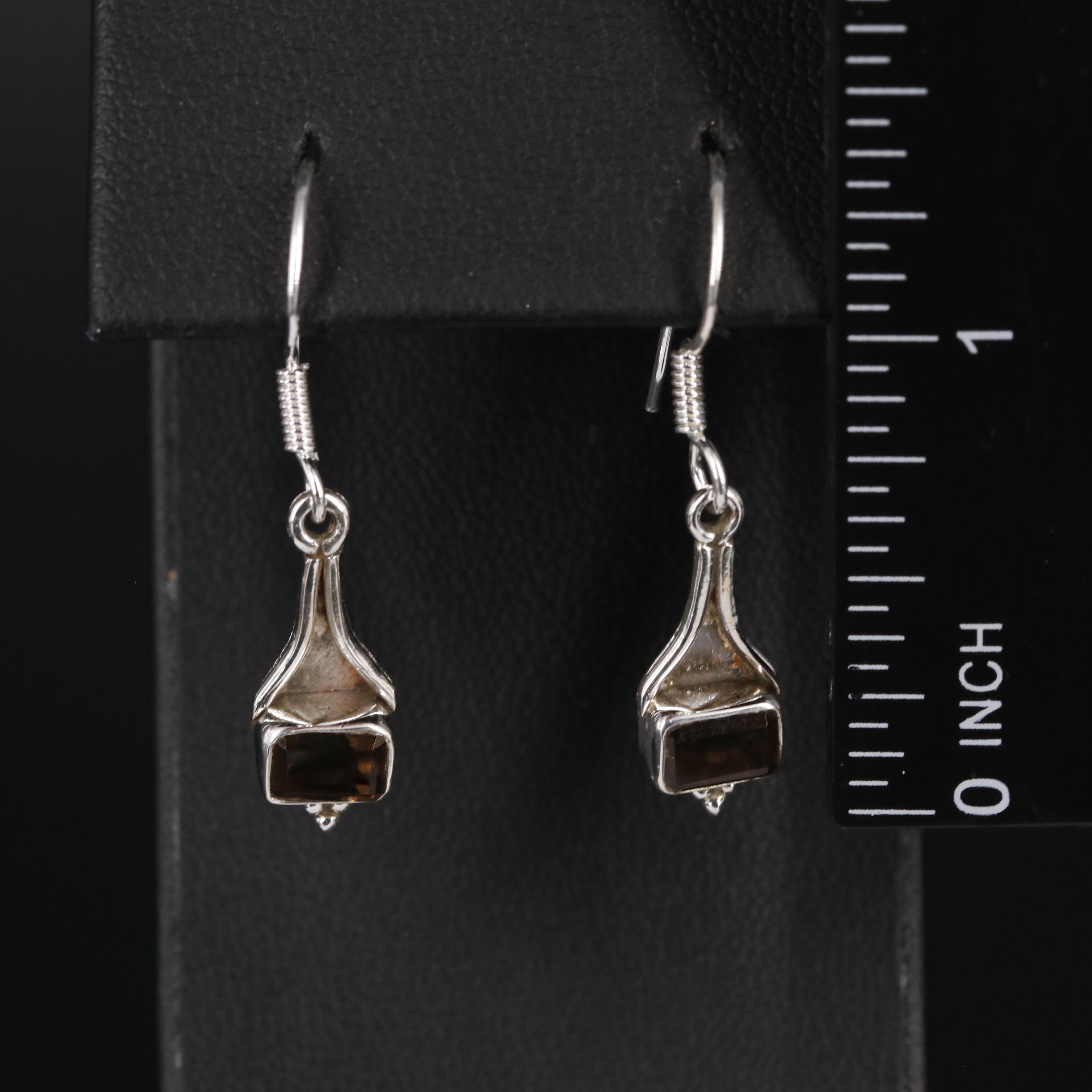 Sterling Smoky Quartz Dangle Earrings