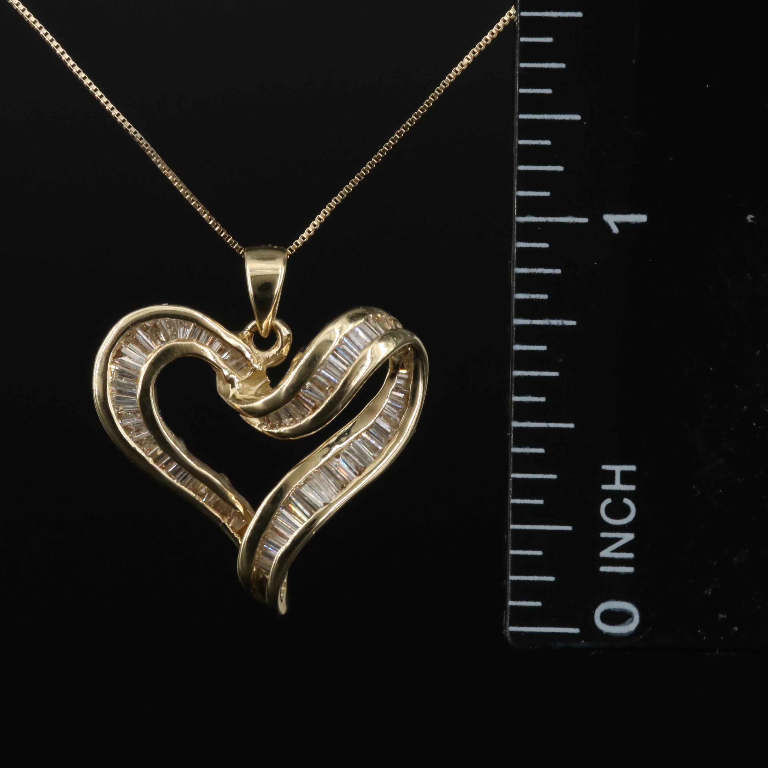 14K 0.96 CTW Diamond Heart Pendant on Italian 10K Box Chain