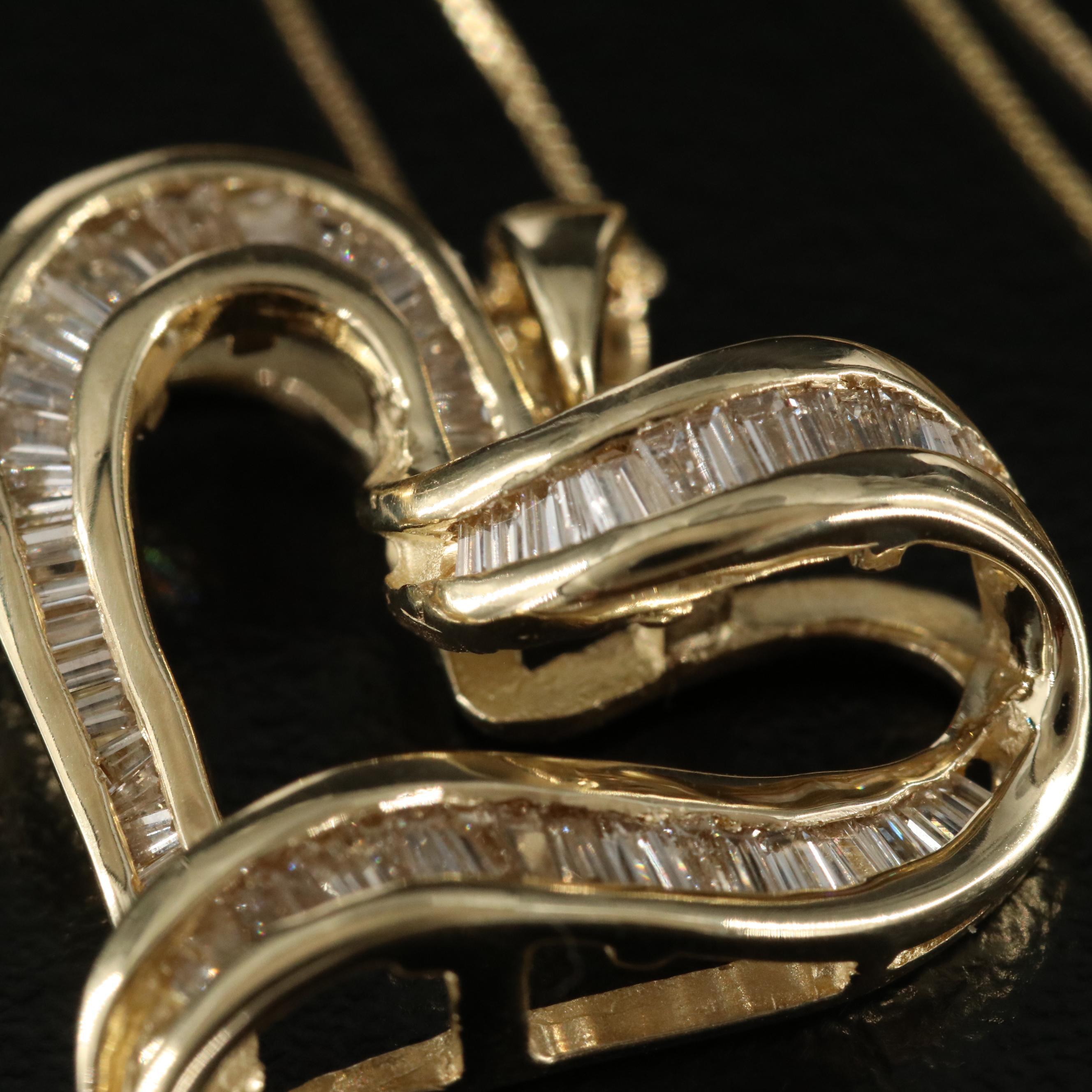 14K 0.96 CTW Diamond Heart Pendant on Italian 10K Box Chain