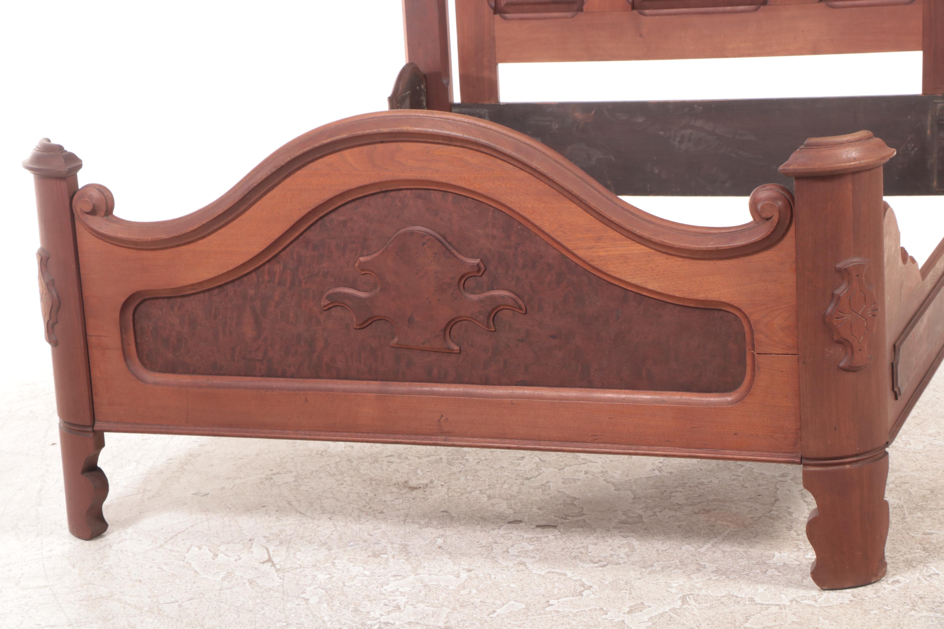 Victorian Renaissance Revival Walnut Bed in Full Size