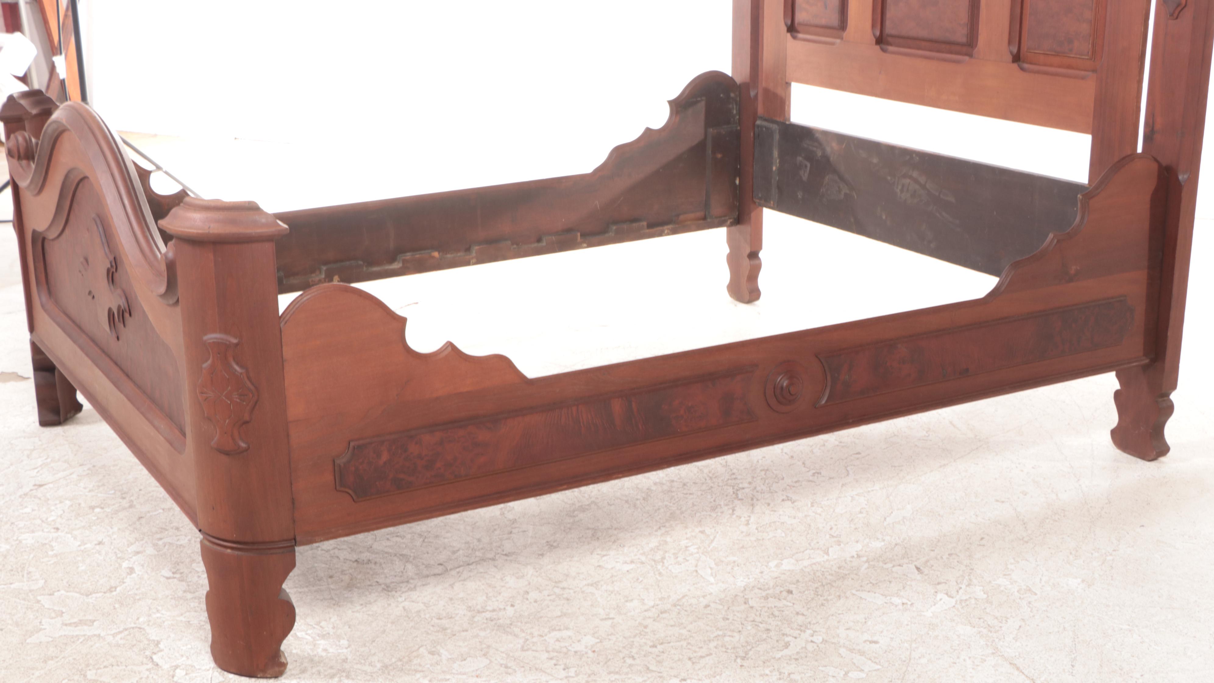 Victorian Renaissance Revival Walnut Bed in Full Size