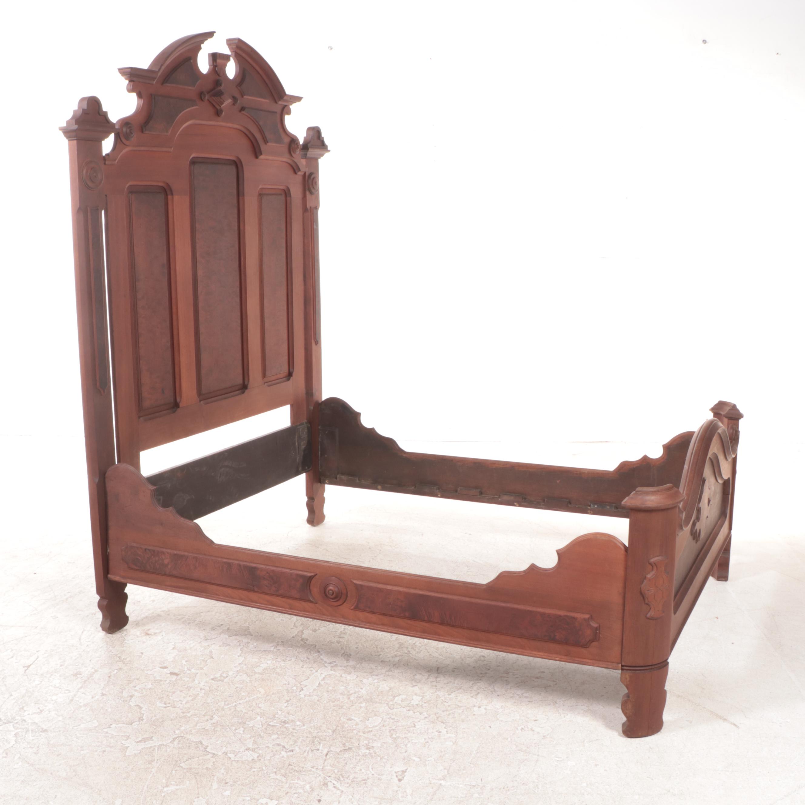 Victorian Renaissance Revival Walnut Bed in Full Size