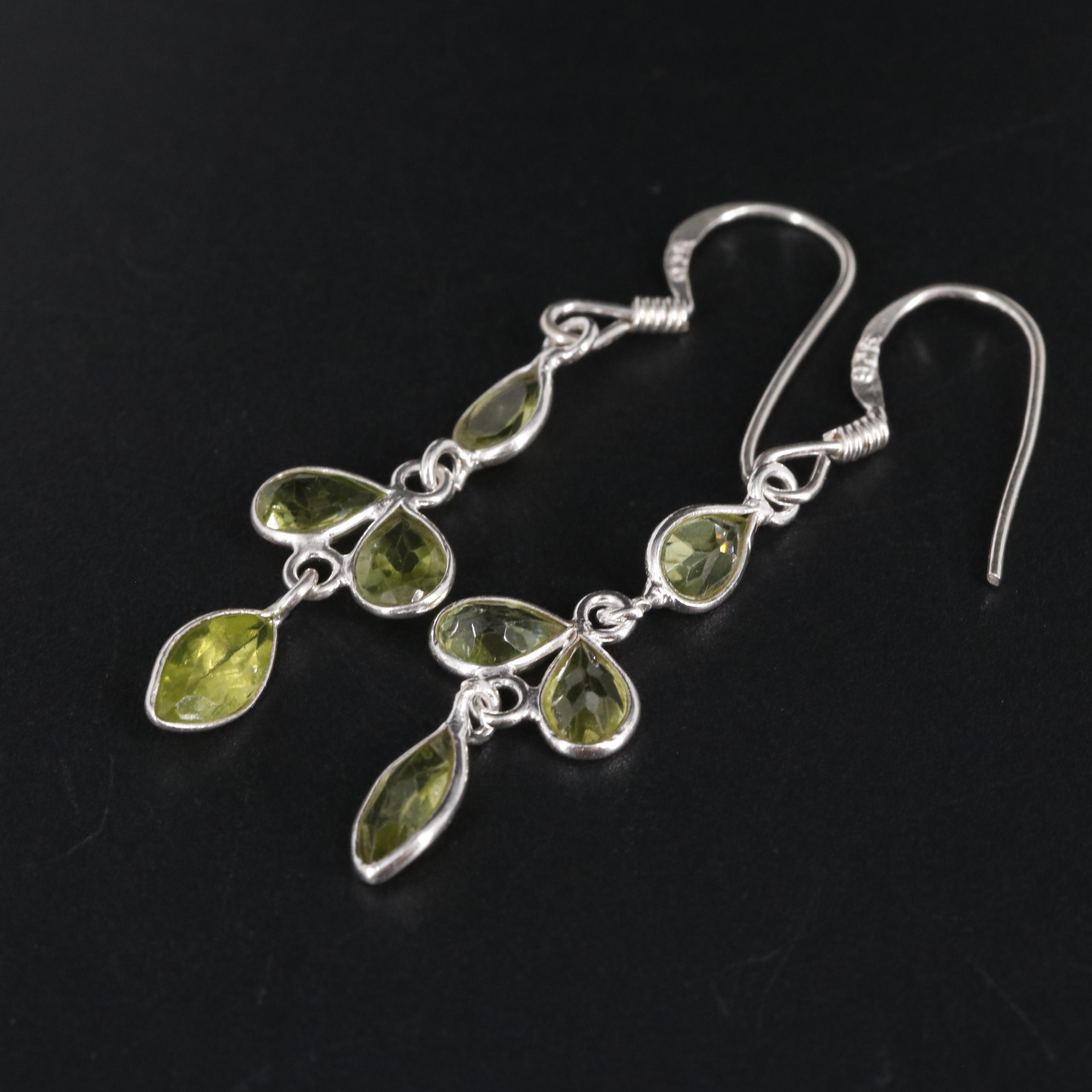 Sterling Peridot Dangle Earrings